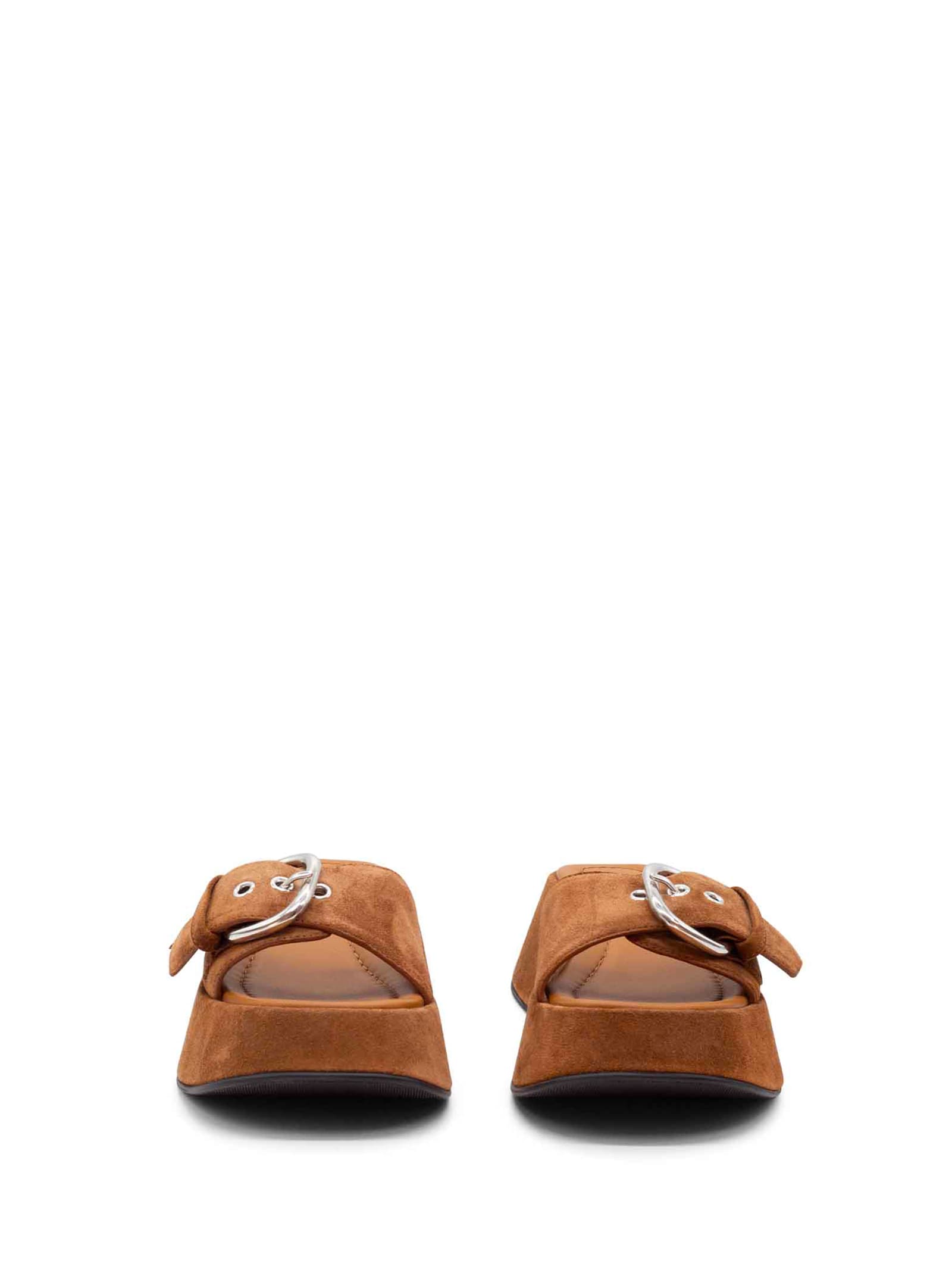 Shop Vic Matie Suede Sandal With Buckle In Steppe