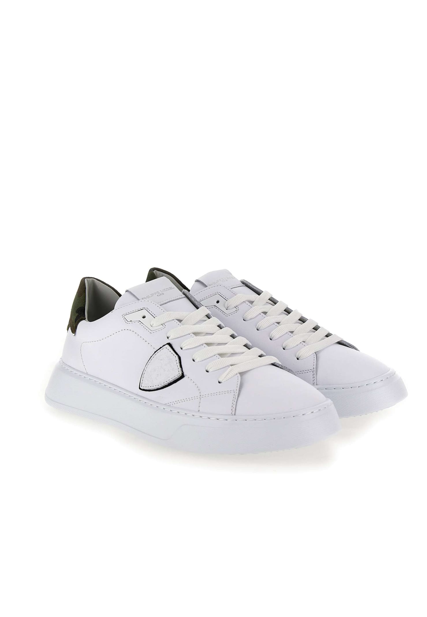 Philippe Model Temple Low Sneakers In White-black | ModeSens