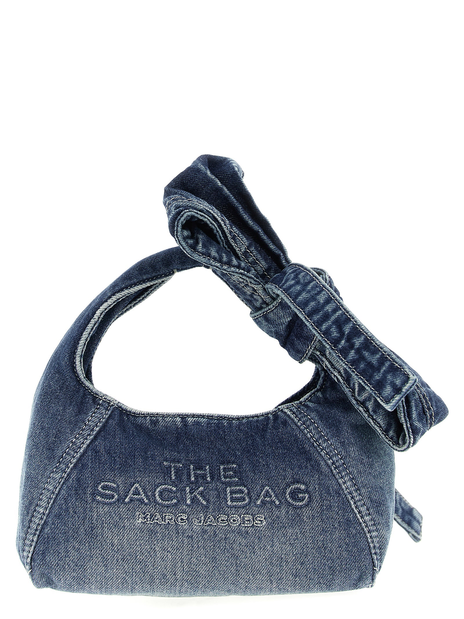 Marc Jacobs The Bow Denim Mini Sack Handbag In Blue
