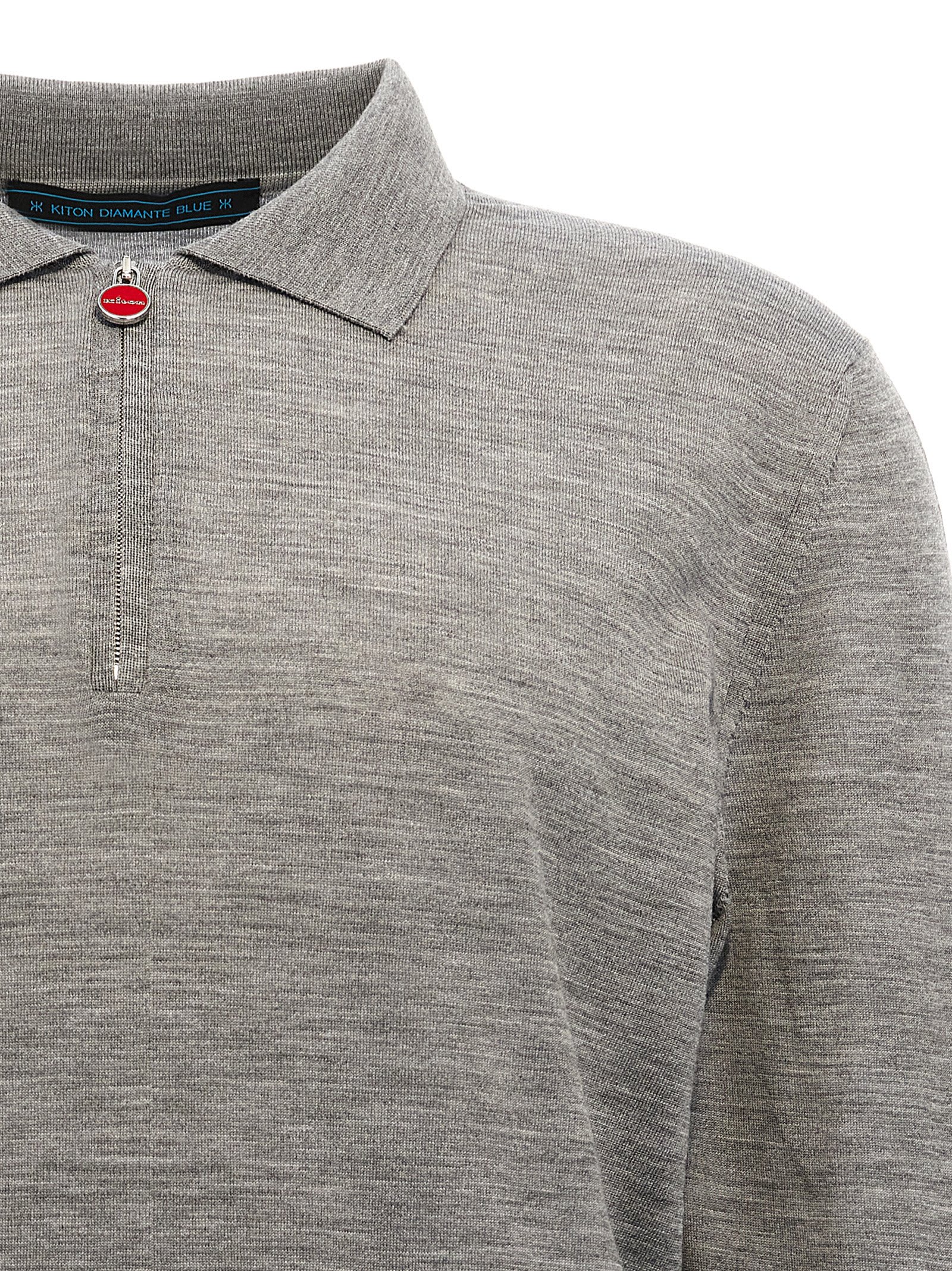 Shop Kiton Wool Polo Shirt In Gray