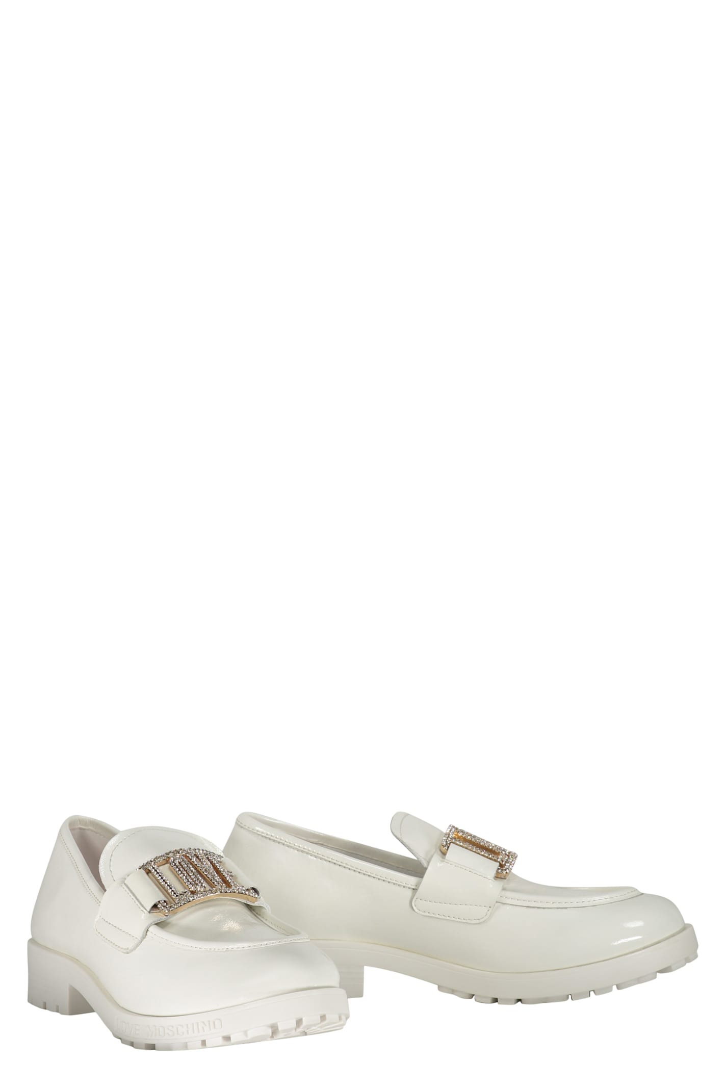 Love Moschino Leather Loafers In White