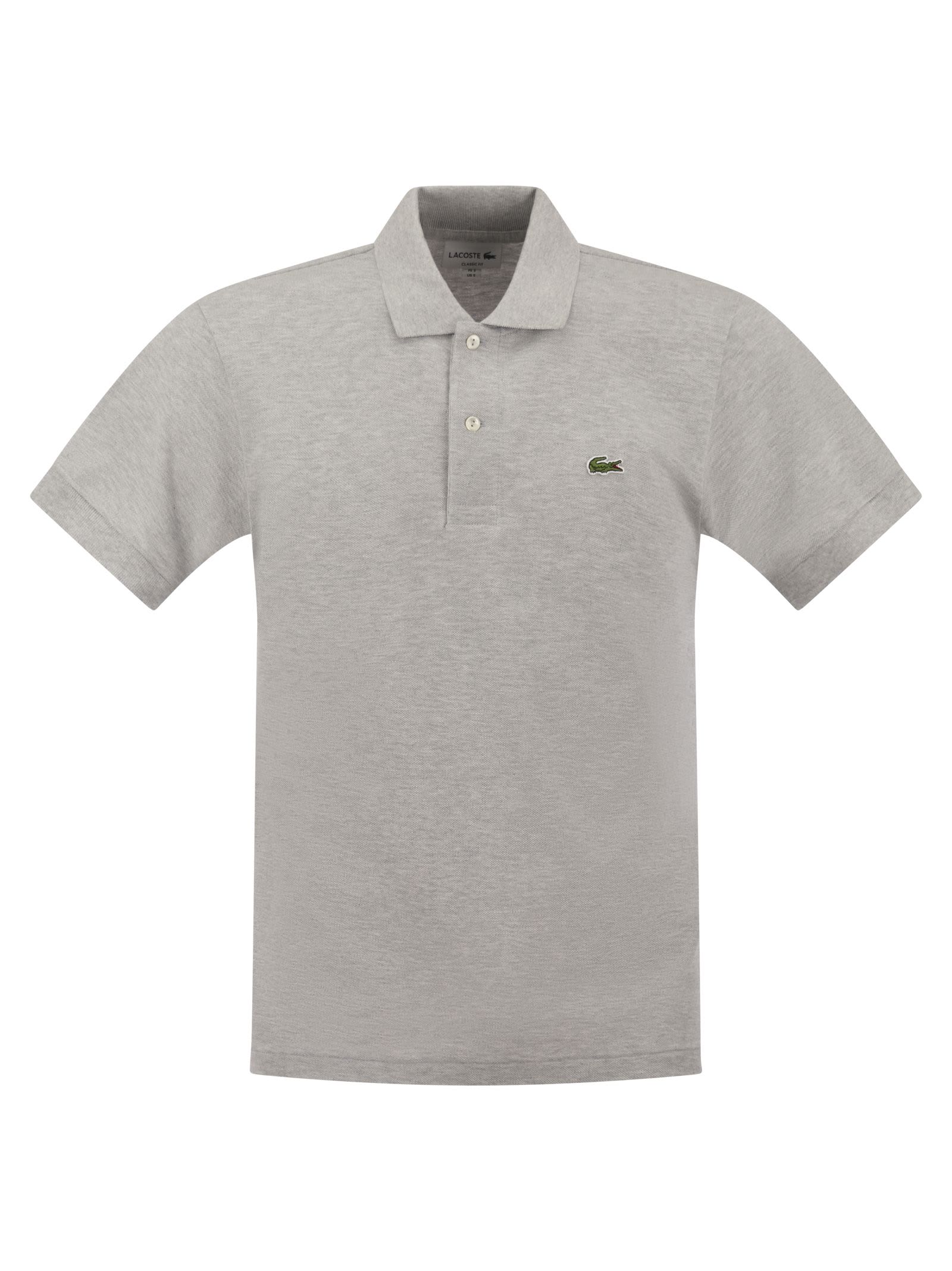 Lacoste Short-sleeved Mélange Polo Shirt In Cca Argent Chine