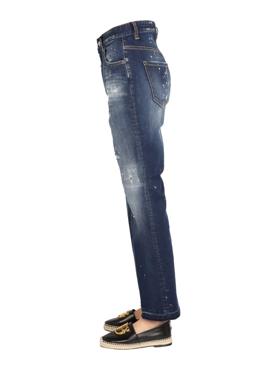 Shop Dsquared2 Jeans Wide Leg In Denim