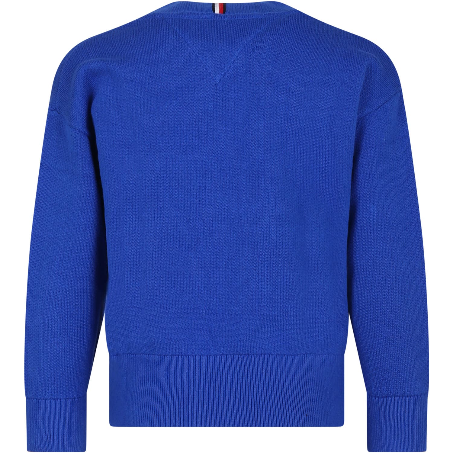 Shop Tommy Hilfiger Blue Sweater For Boy With Logo In Light Blue