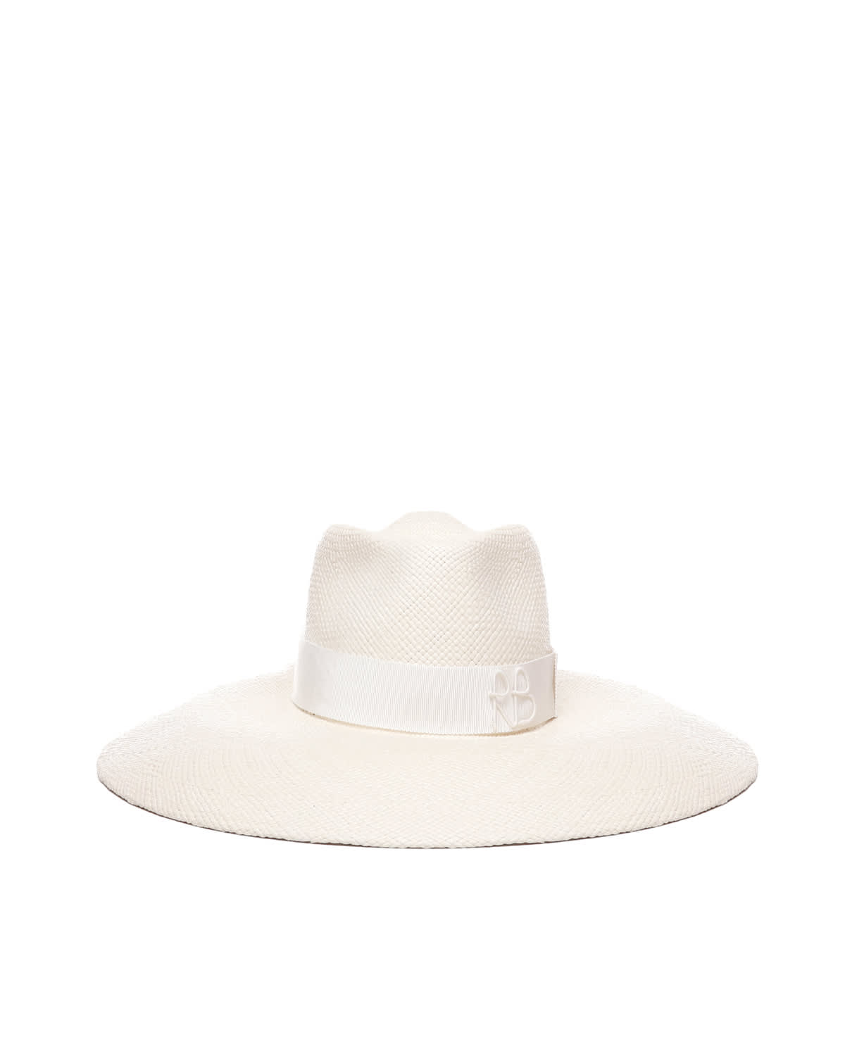 Shop Ruslan Baginskiy Wide Brim Fedora Hat Embellished With Monogram In White