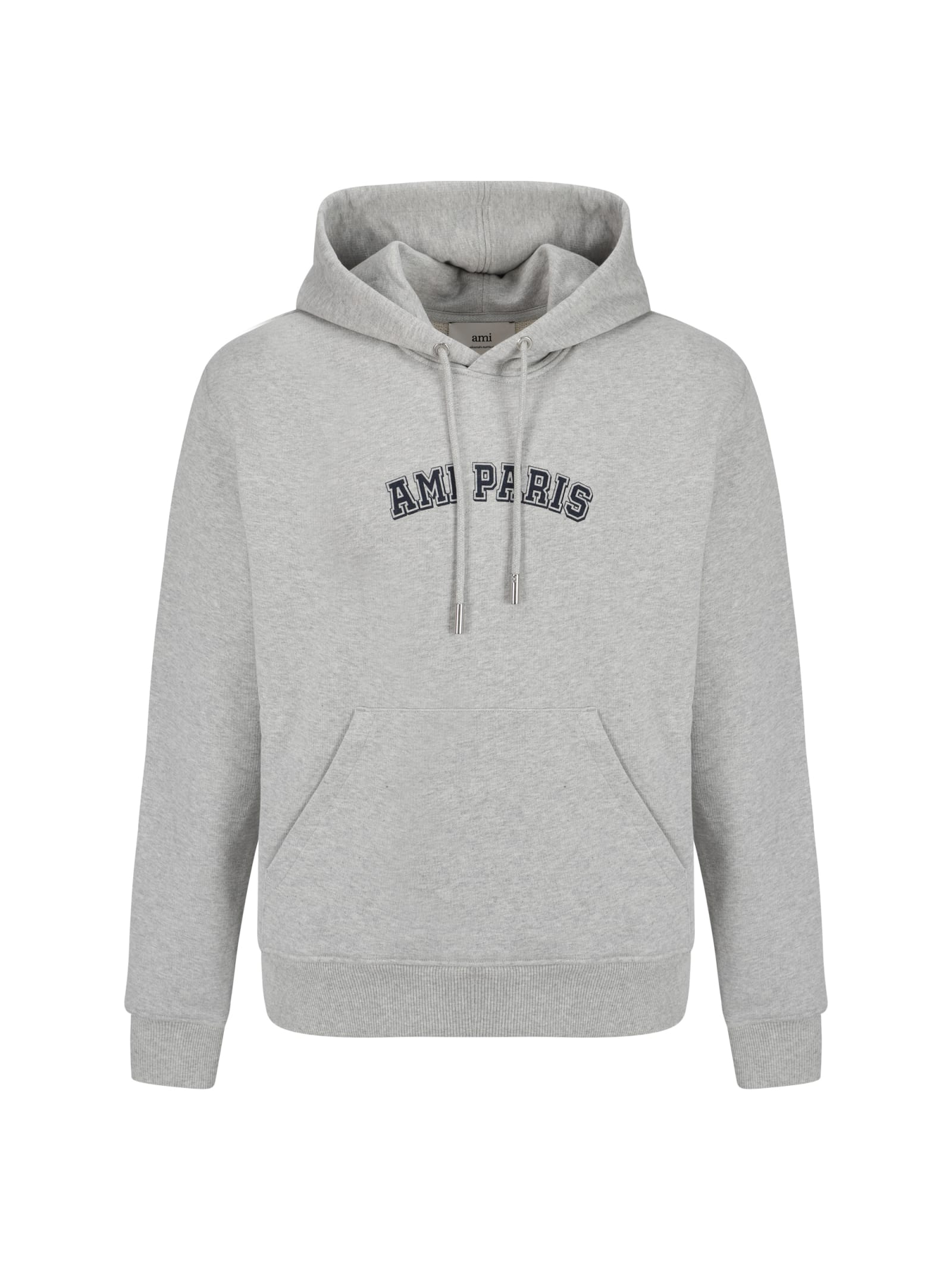 Shop Ami Alexandre Mattiussi Hoodie In Heather Ash Grey