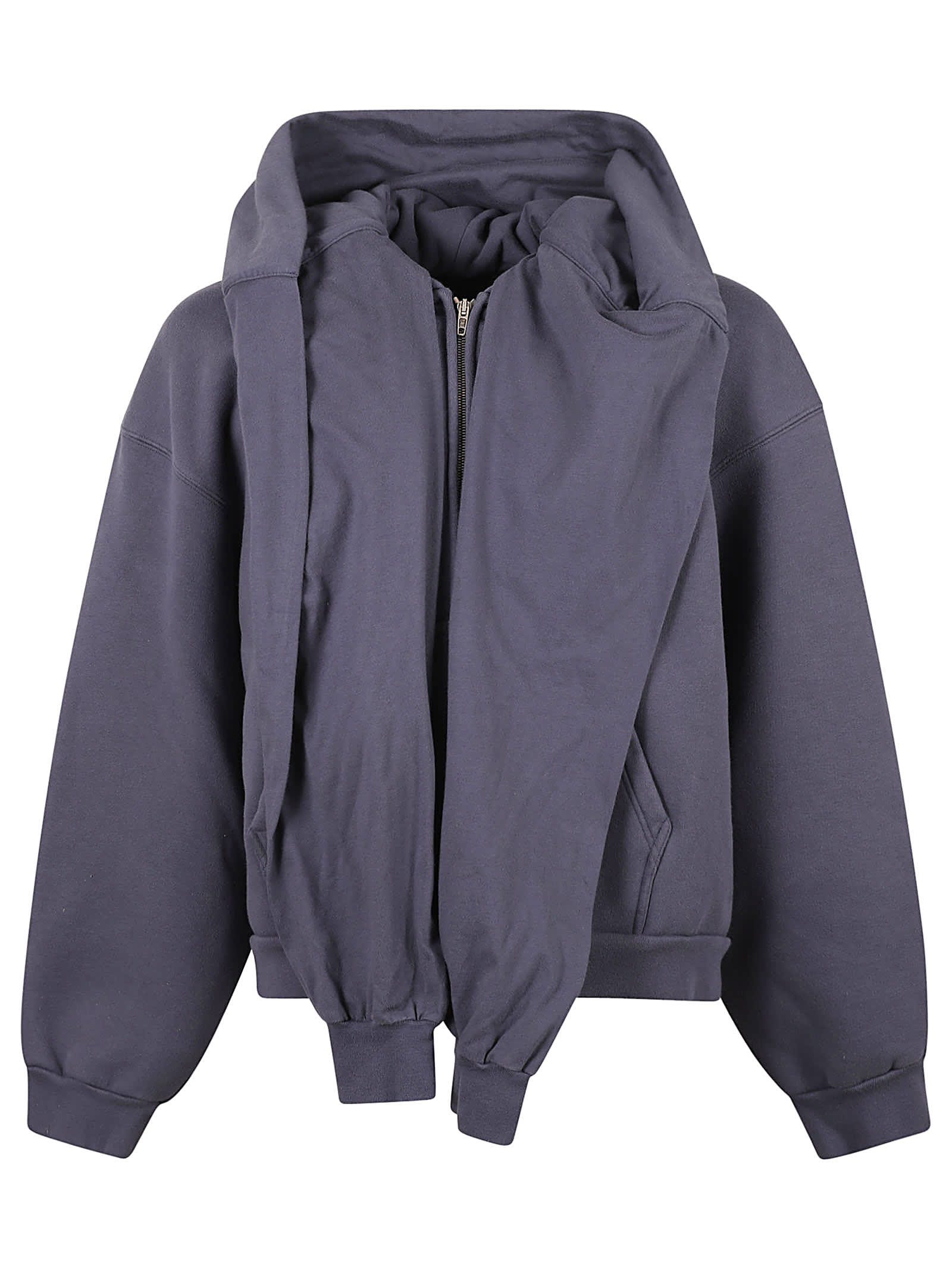 Shop Balenciaga Cropped Zip Hoodie In Washed Blue