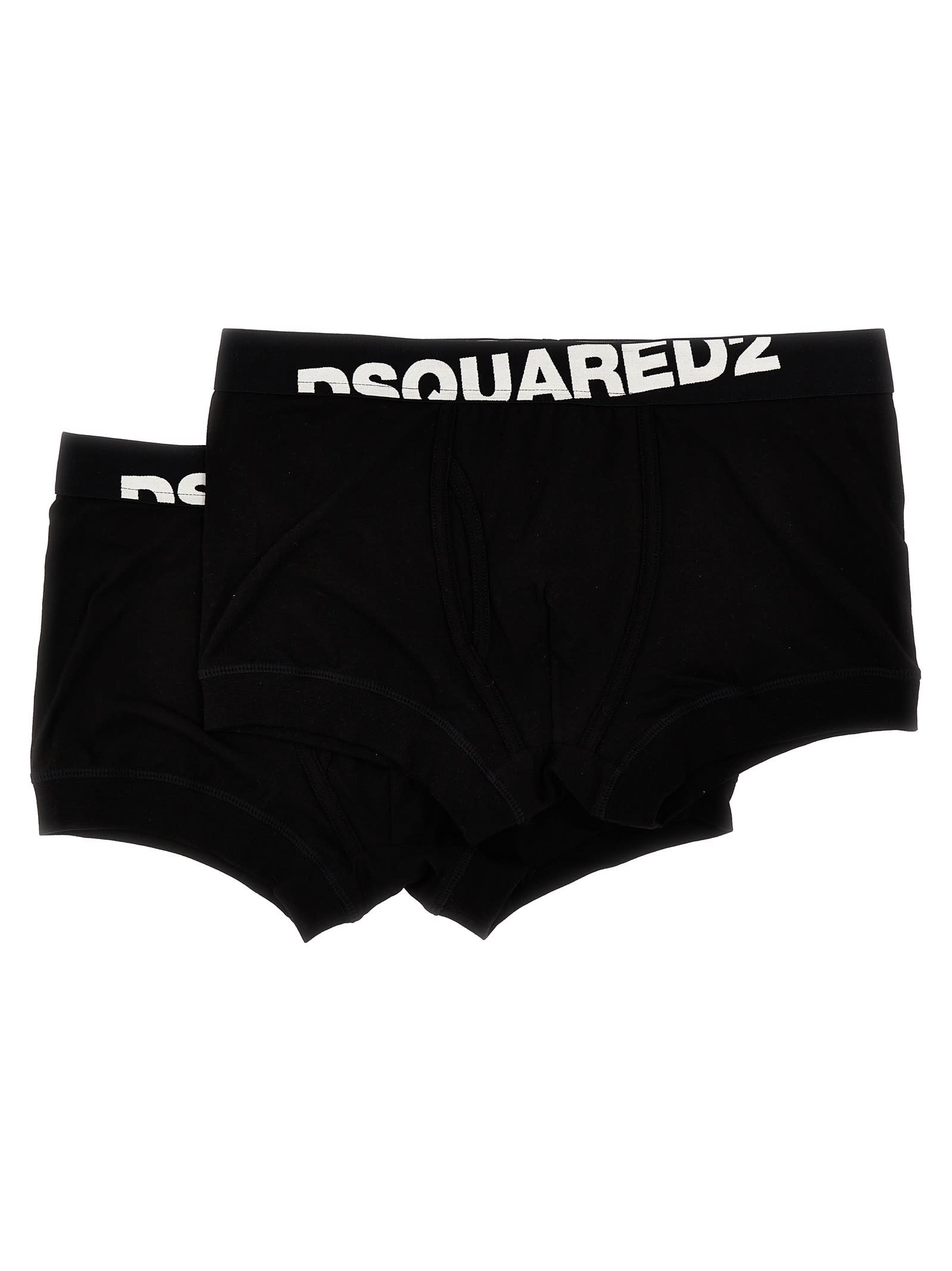 Shop Dsquared2 2-pack Elastic Logo Boxer Shorts In Black