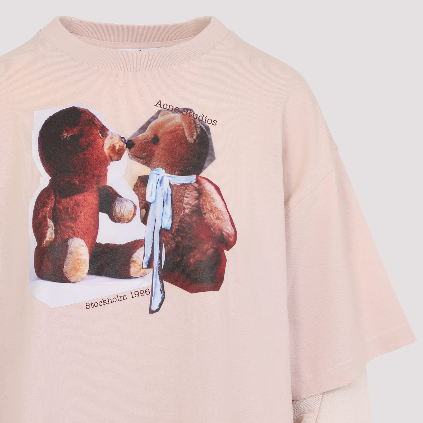 Acne Studios Pink Violet Layered T-shirt With Print In Pink