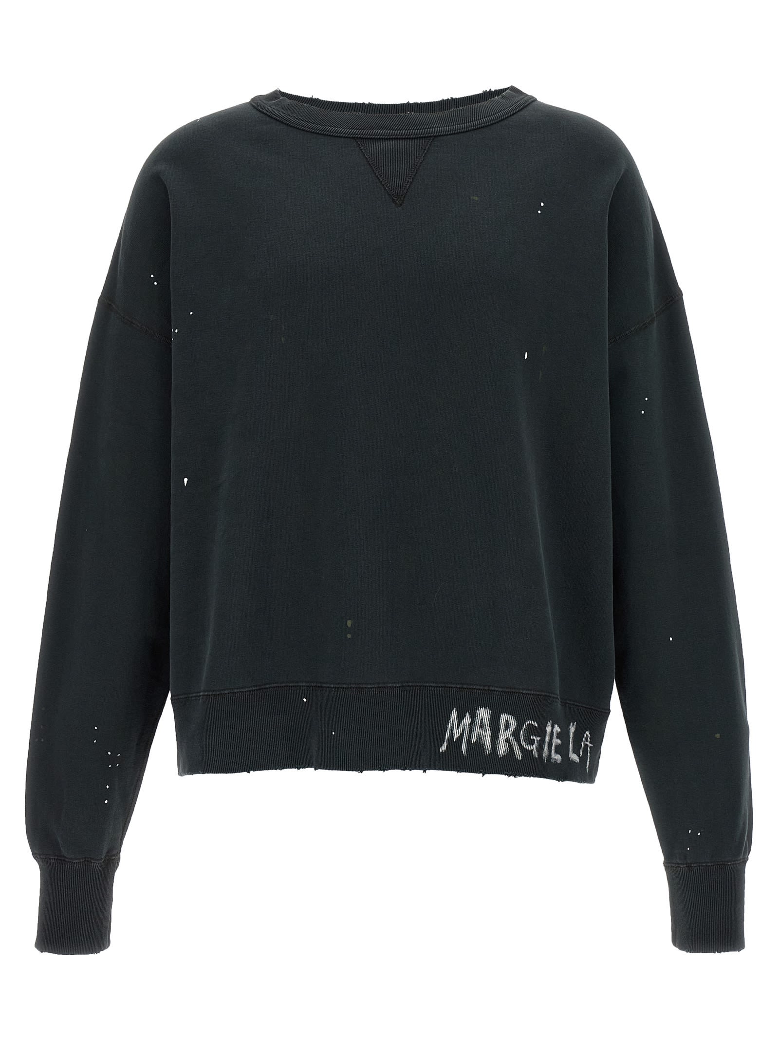 Maison Margiela Distressed Sweatshirt With Ribbed Cuffs And Hem
