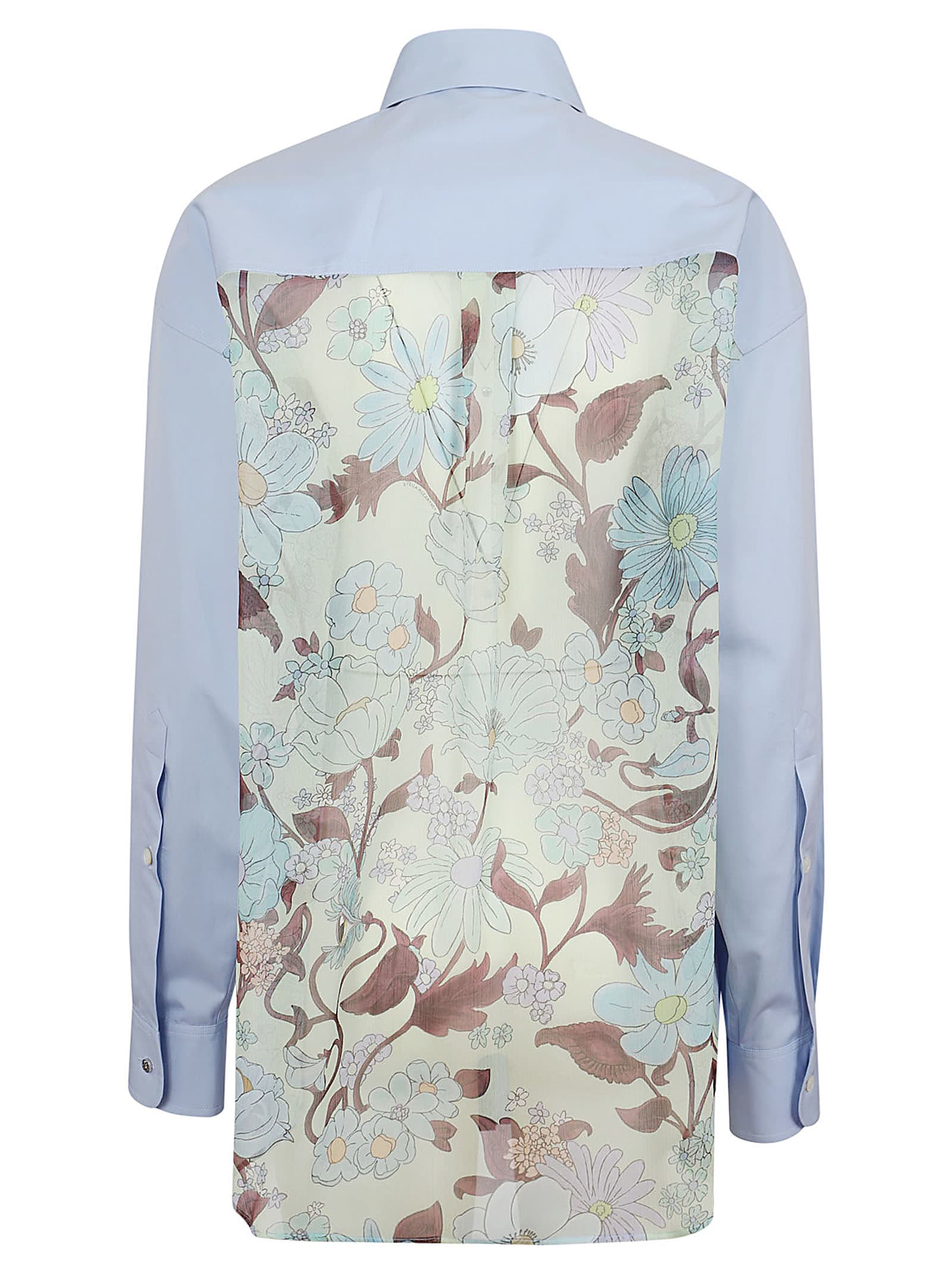 Shop Stella Mccartney Chiffon Back Oversized Shirt In Sky Blue