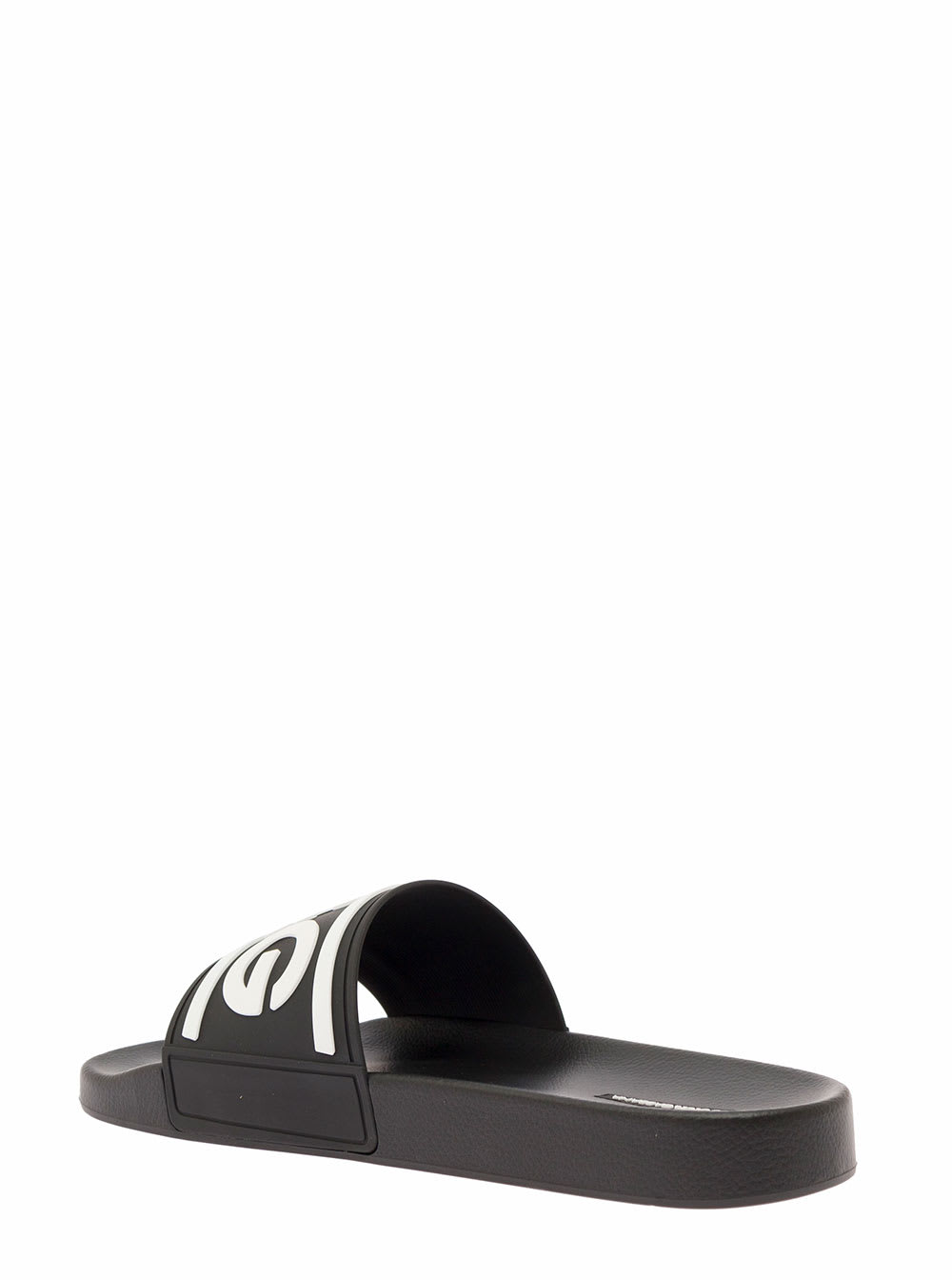 Shop Dolce & Gabbana White Pool Slide In Rubber With Embossed Logo Dolce& Gabbana Man In Black