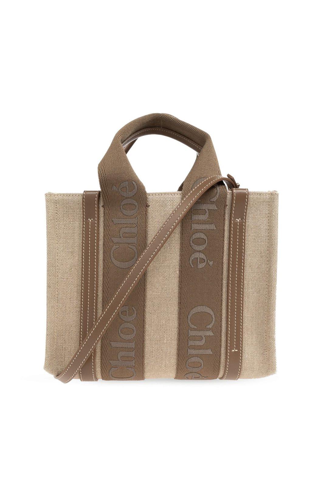 Shop Chloé Woody Small Tote Bag In X Dark Nut