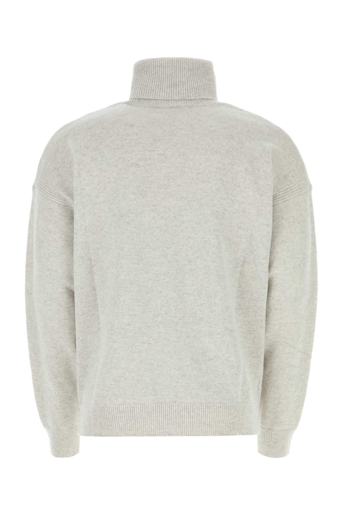 Maison Kitsuné Light Grey Wool Jumper In Light Grey Melange