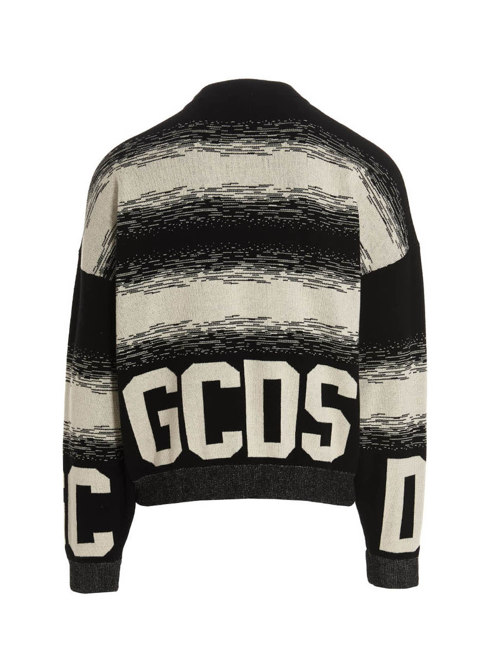 Shop Gcds Low Band Degradè Sweater In White/black