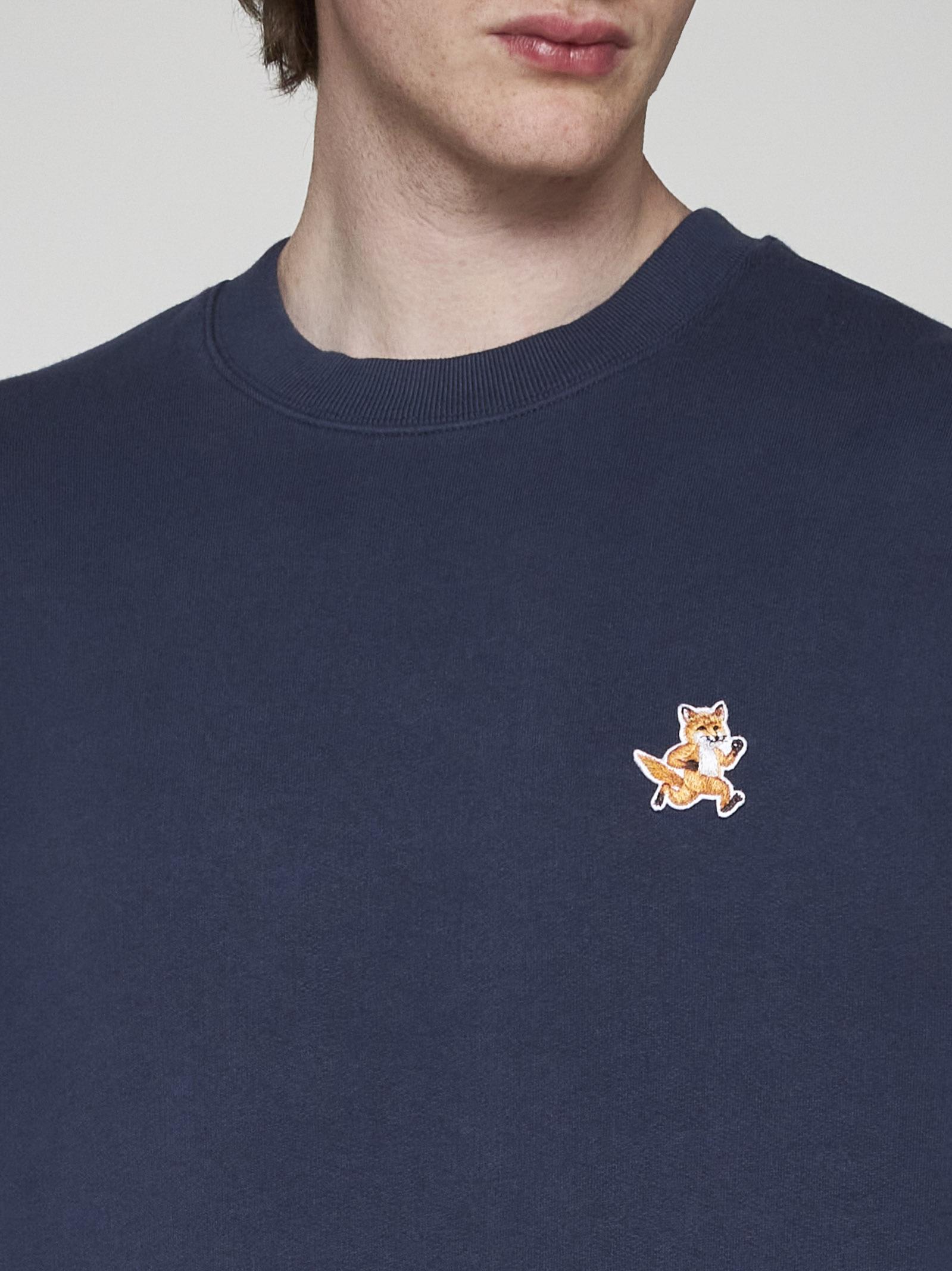 Shop Maison Kitsuné Speedy Fox Patch Cotton Sweatshirt In Blue