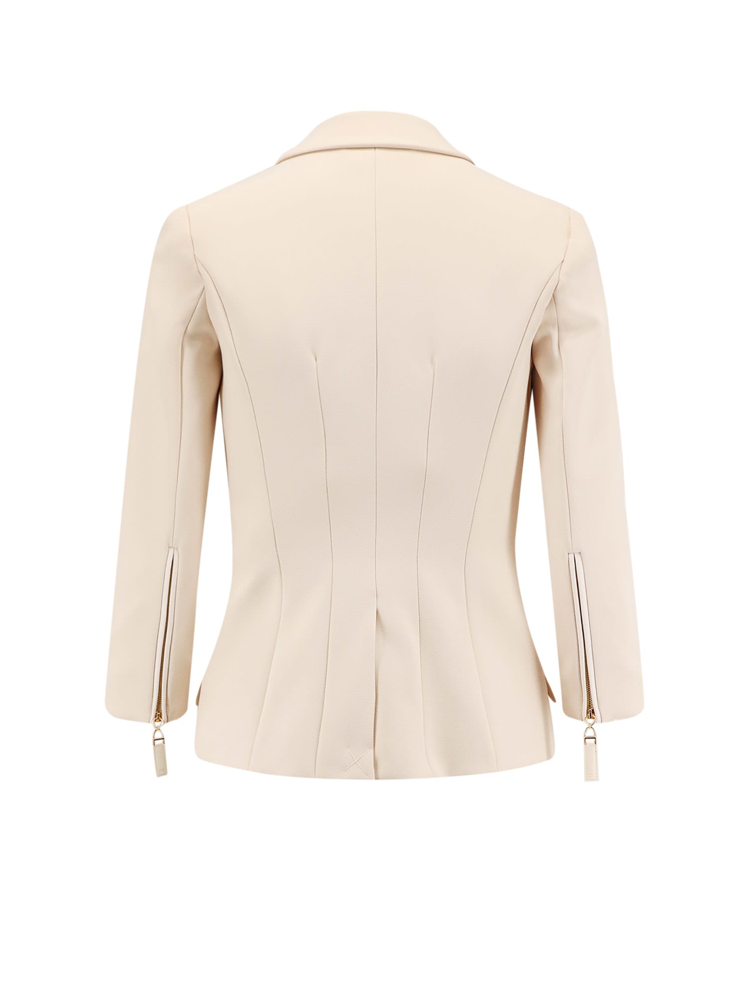Elisabetta Franchi Fitted Blazer With Logoed Buttons In Neutral