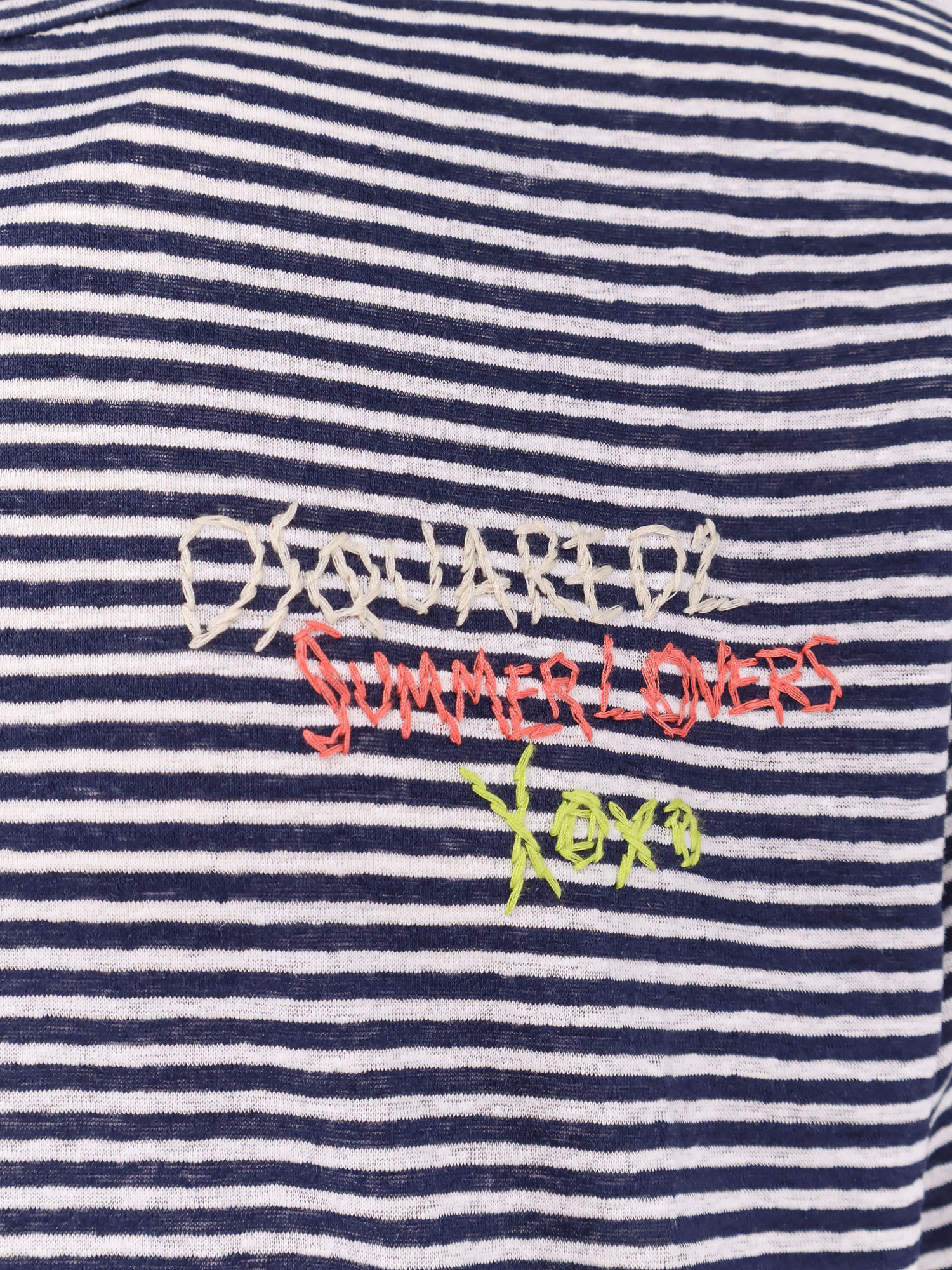 Dsquared2 Summer Lovers Striped Linen T-shirt