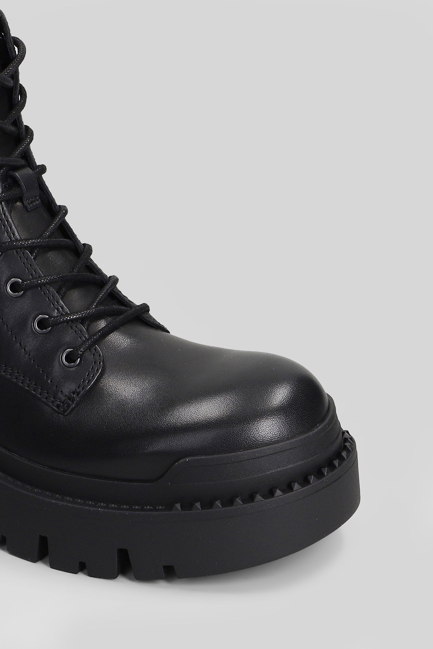 Ash Noah Combat Boots In Black Leather In Black