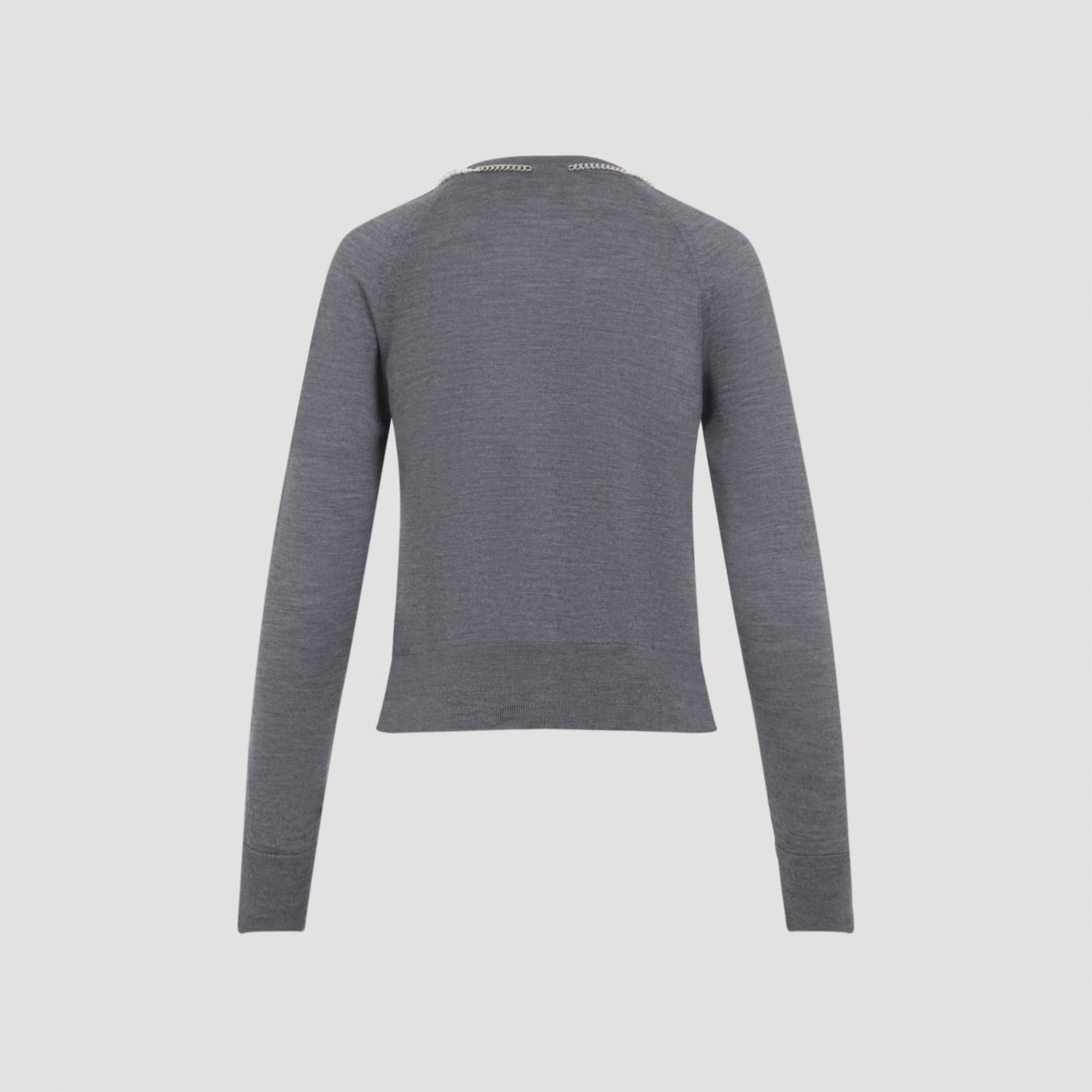 Simone Rocha Womens Charcoal Pearl Embellished Round-neck Wool And Silk Cardigan In Gray