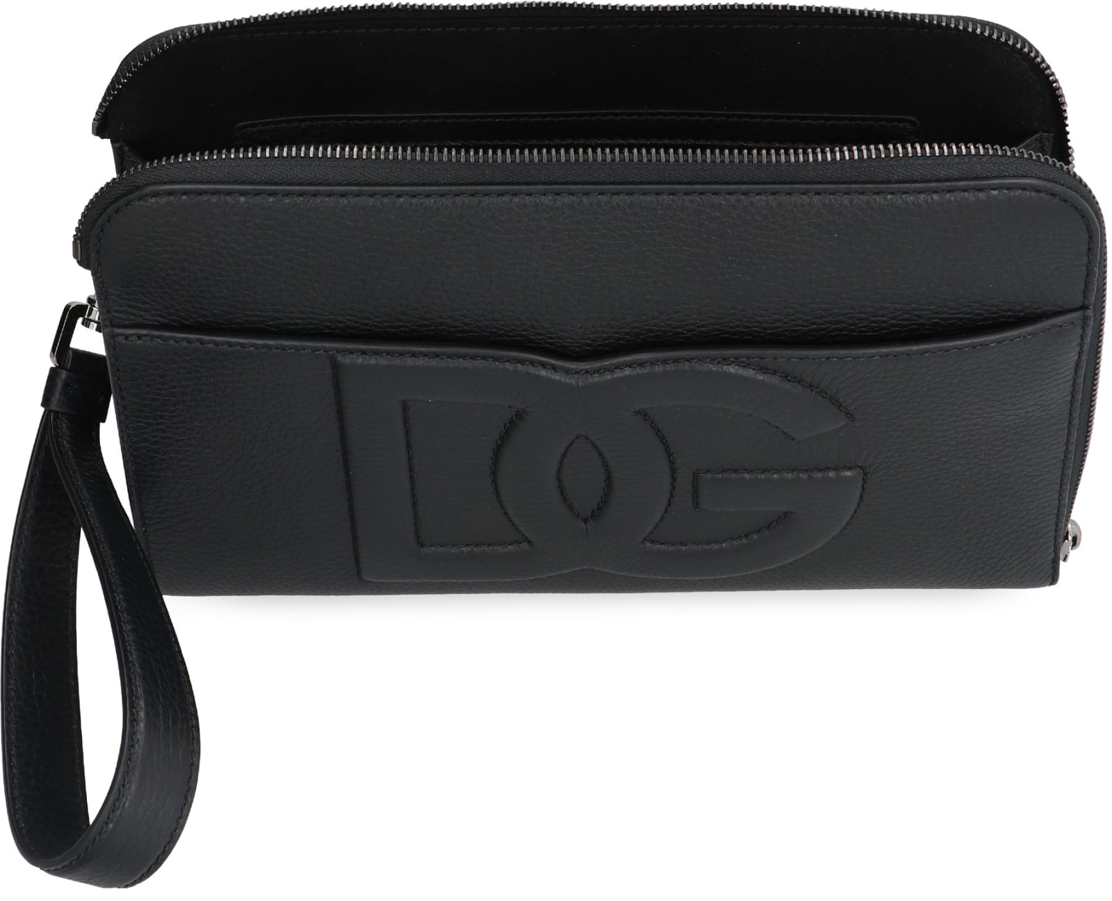 Shop Dolce & Gabbana Leather Pouch In Black