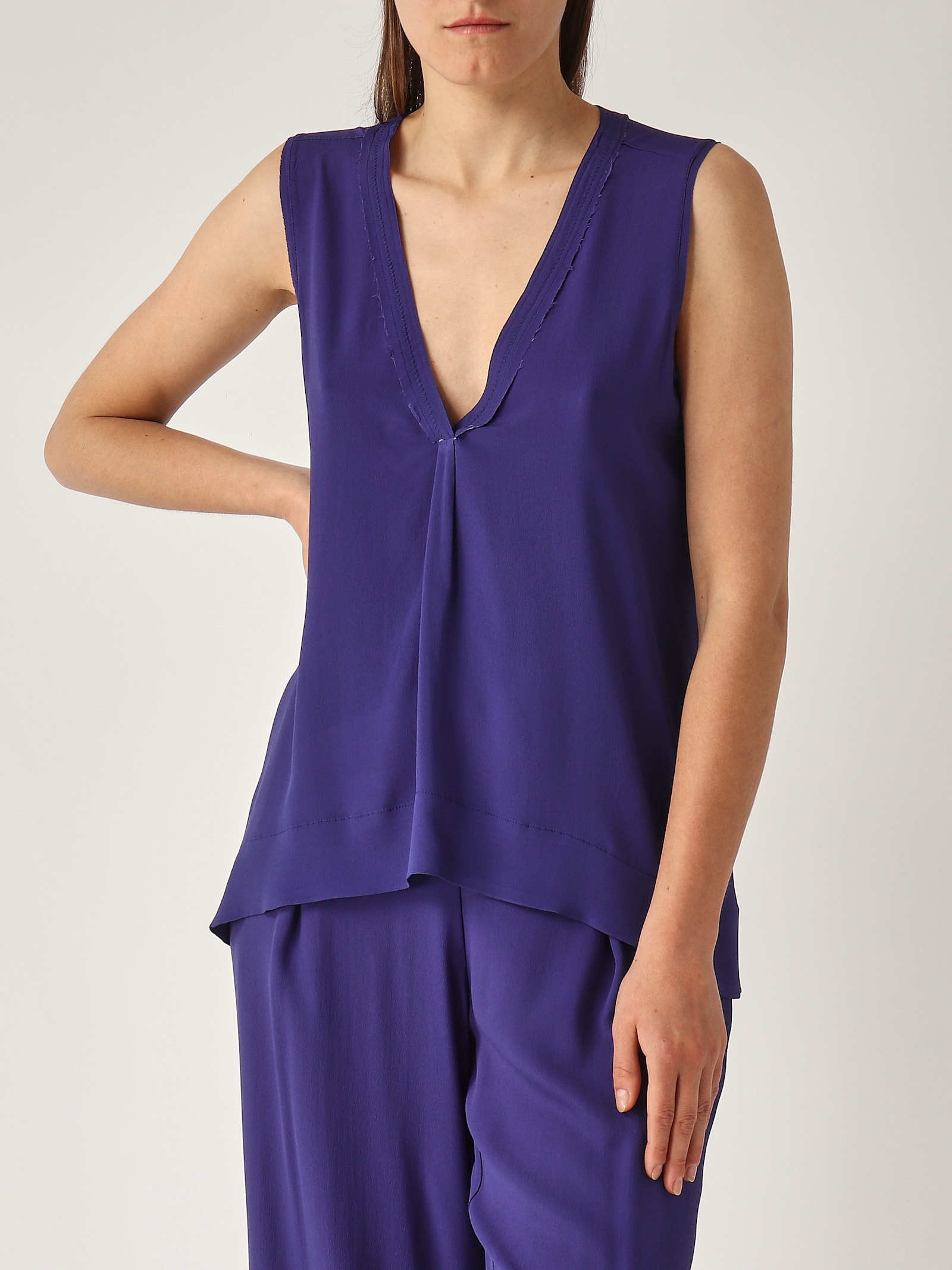 Maliparmi Top Fluid Crepe Top-wear In Purple