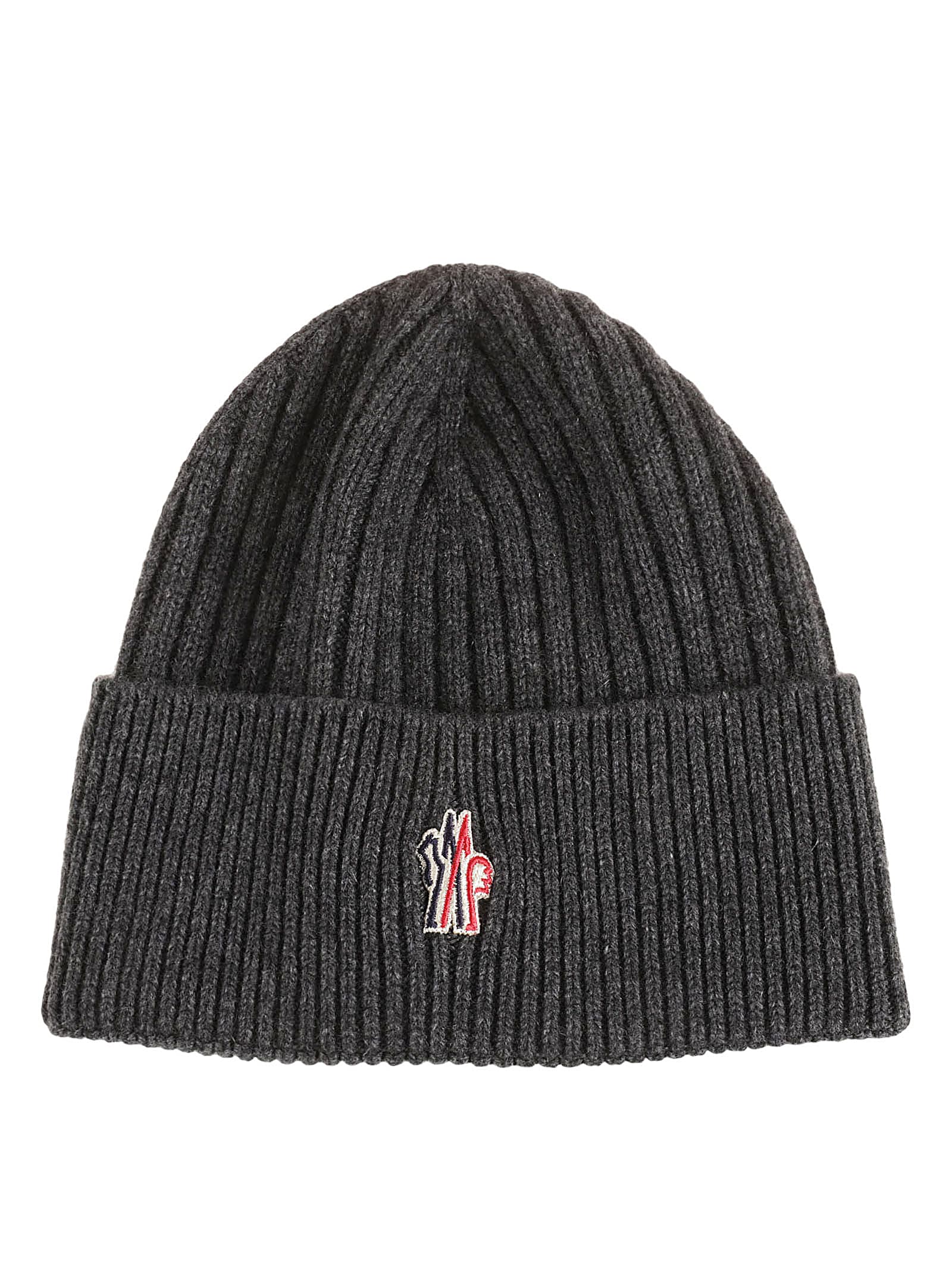 Shop Moncler Logo Ribbed Beanie In Black