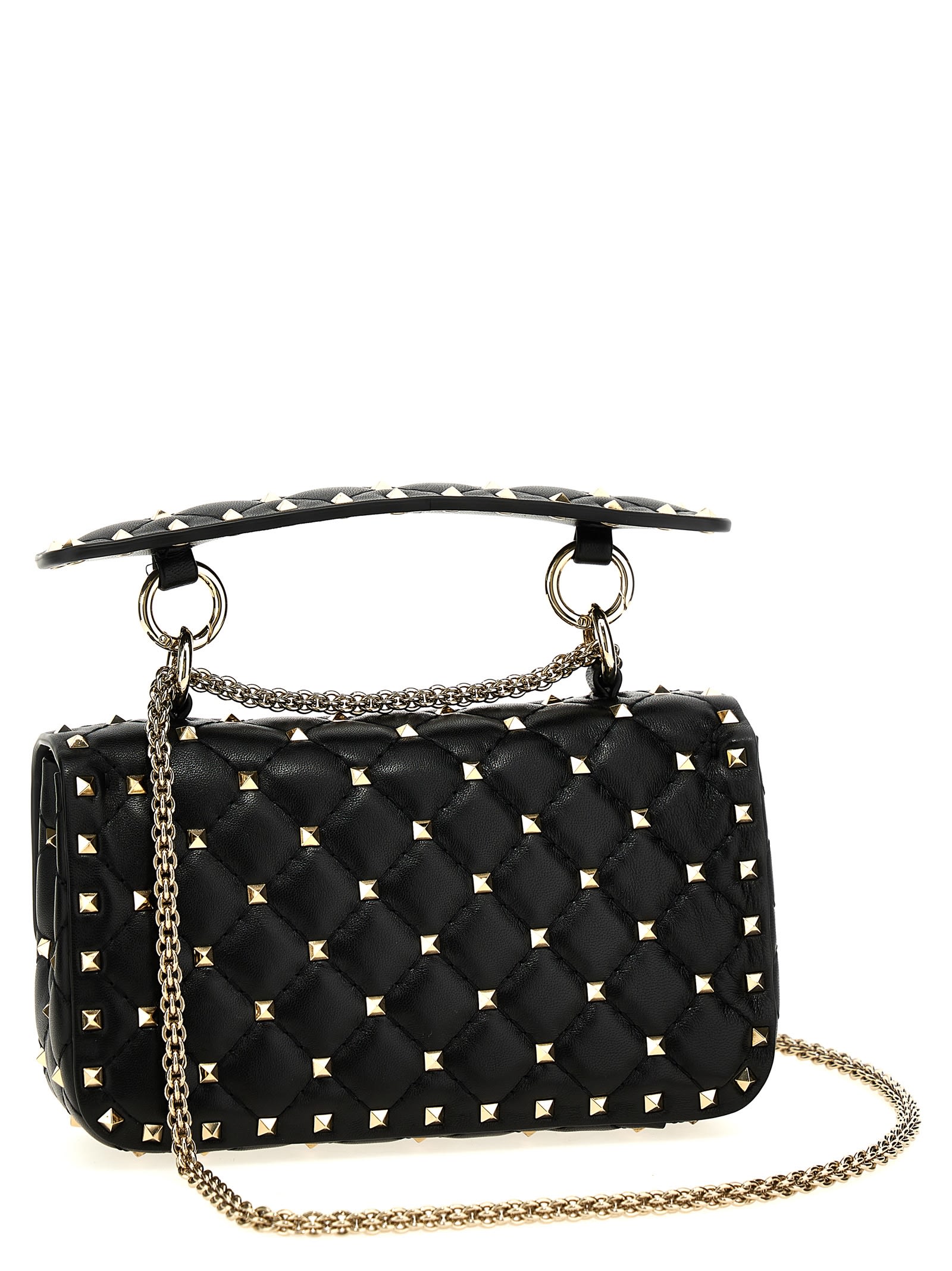Valentino Mini Spiked Leather Shoulder Handbag In Black
