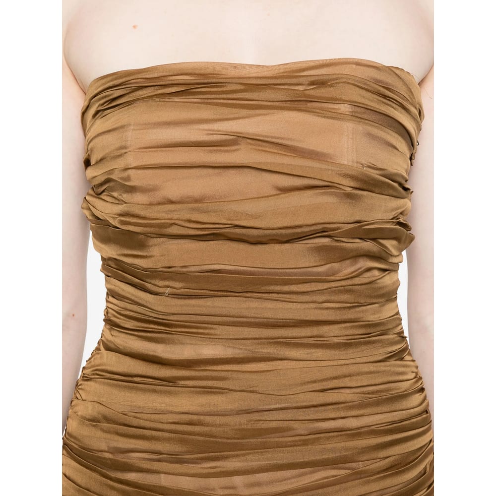 Raquel Diniz Strapless Silk Mini Dress In Brown