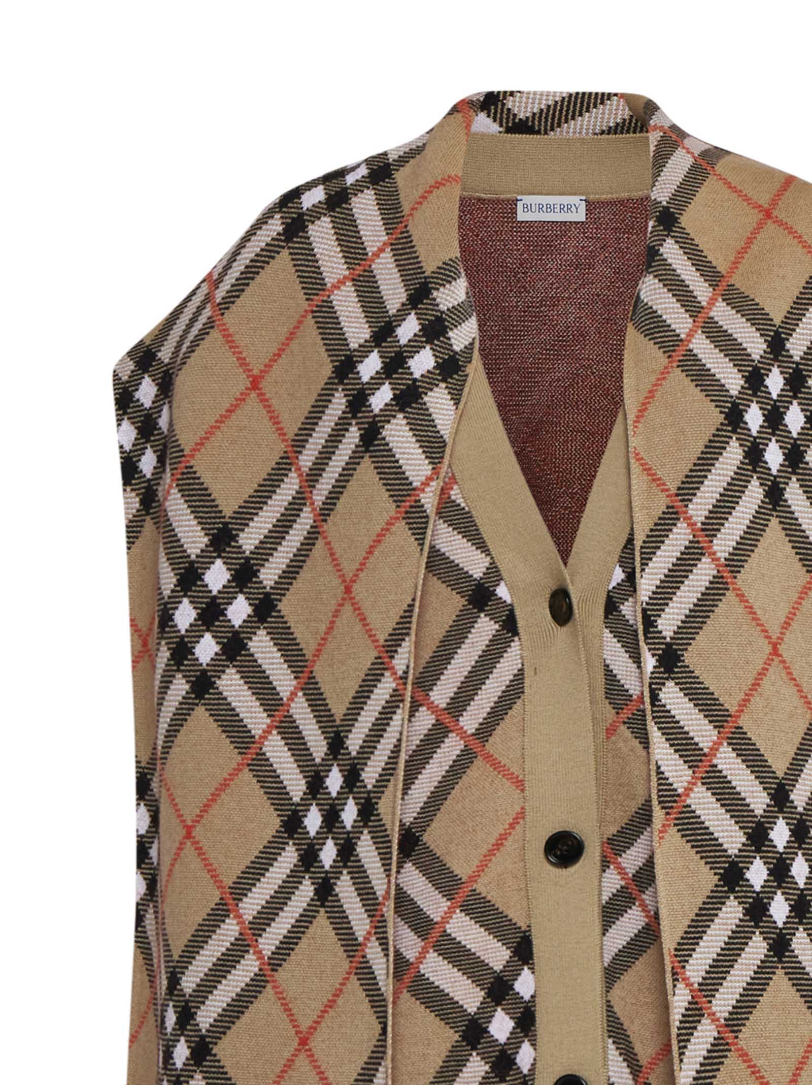 Shop Burberry Cardigan In Sand Ip Check