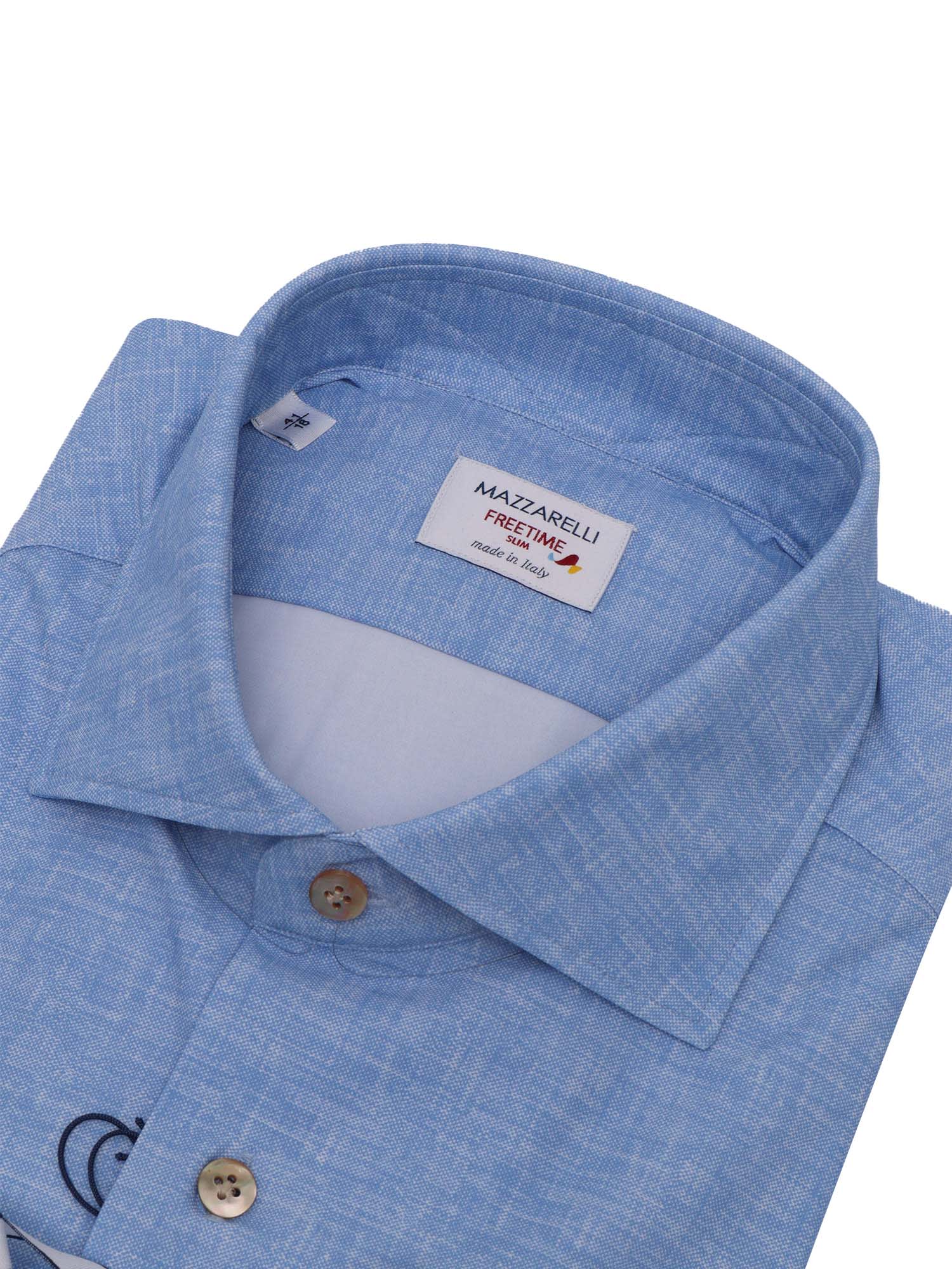 Mazzarelli Light Blue Stretch Shirt In Blue