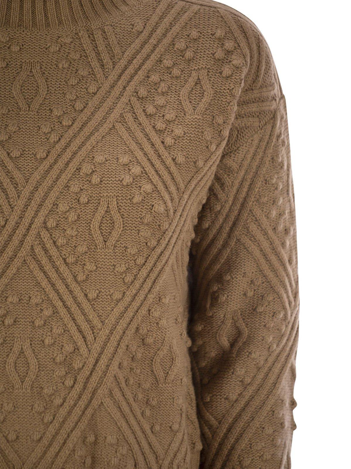 Shop Max Mara High Neck Long-sleeved Jumper In Camel