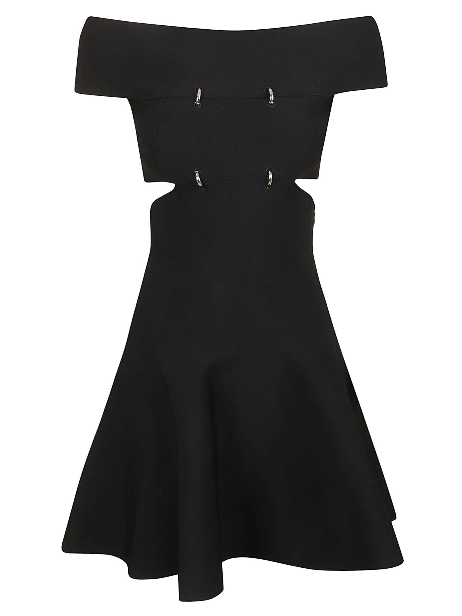 Shop Alexander Mcqueen Cut-out Detail Off-shoulder Flare Dress In Black