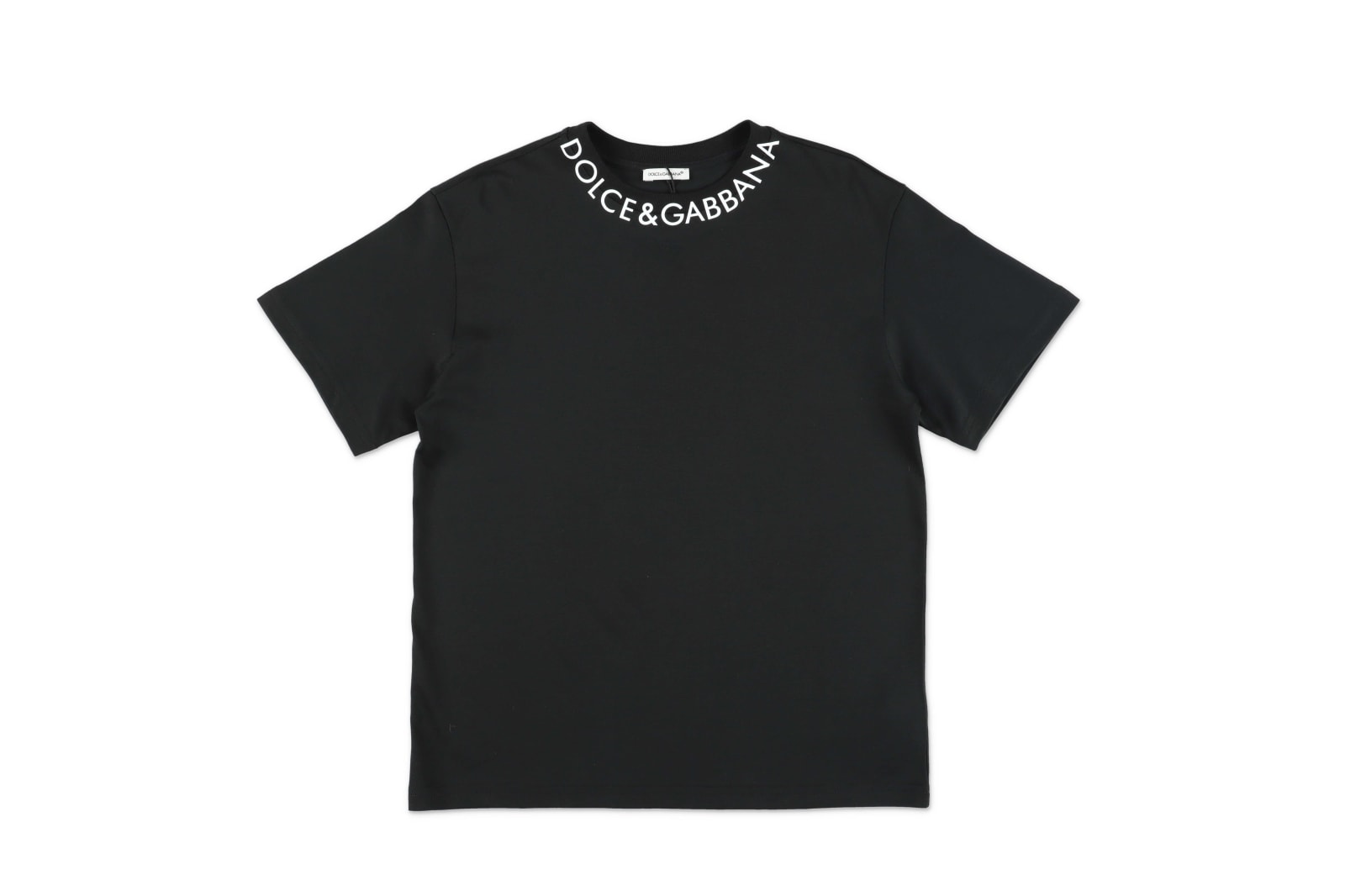 Dolce & Gabbana T-shirt Nera In Jersey Di Cotone Bambino