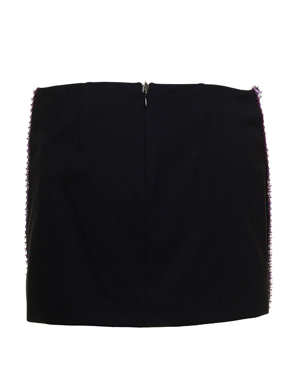Shop Attico Rue Purple Low Waisted Miniskirt With Rectangular Mirror Sequins In Techno Jersey Woman In Violet