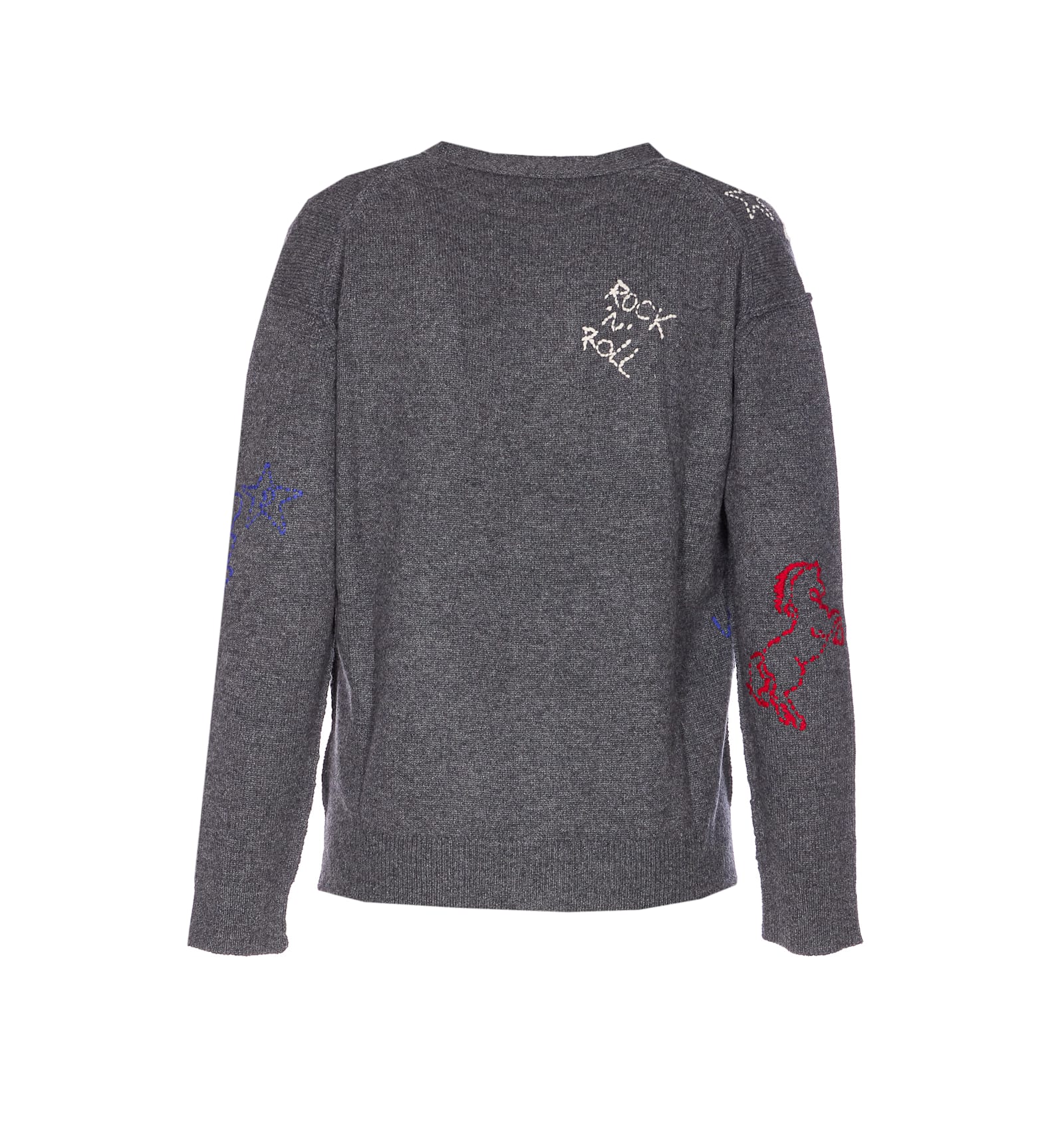 Zadig & Voltaire Mirkaz West Graph Embroidered Cashmere Cardigan In Gray