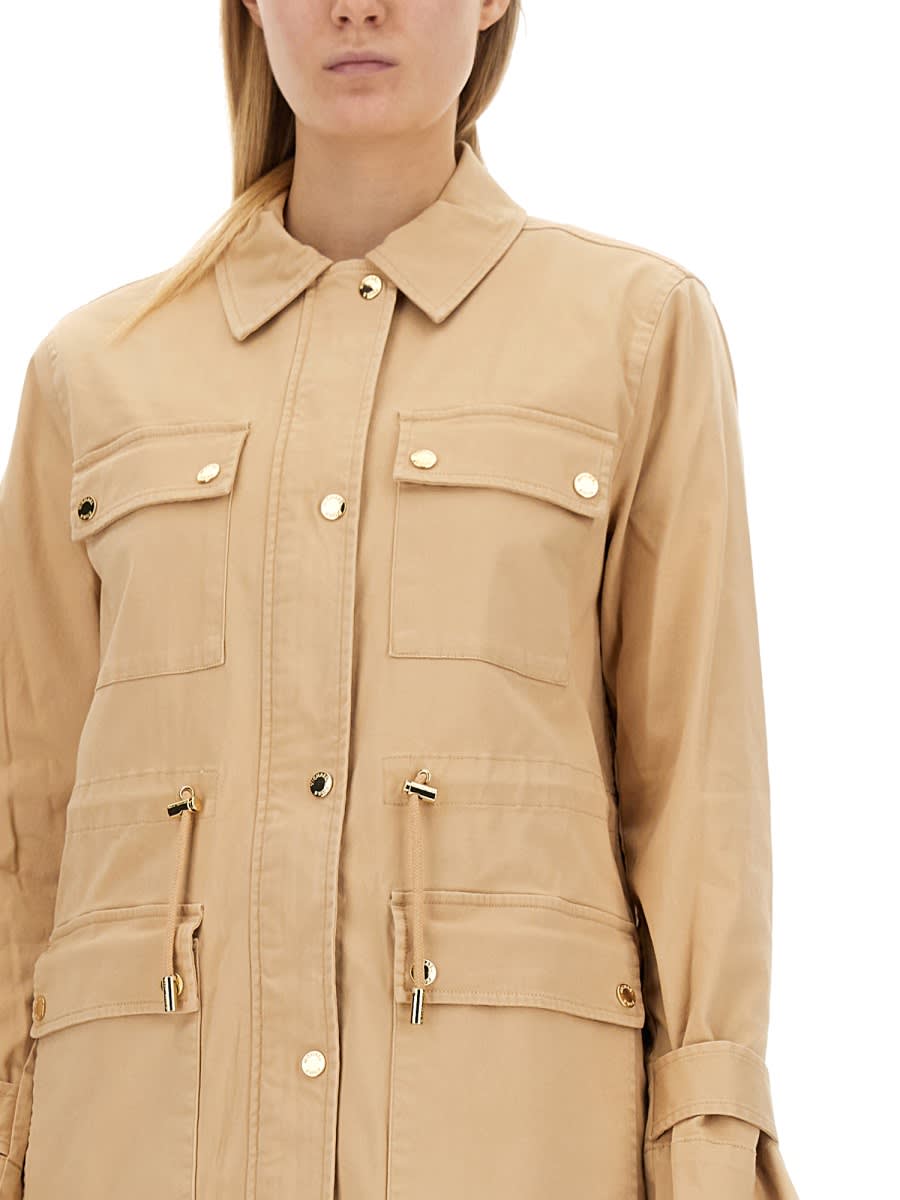 Shop Michael Kors Jacket With Cargo Pockets In Beige