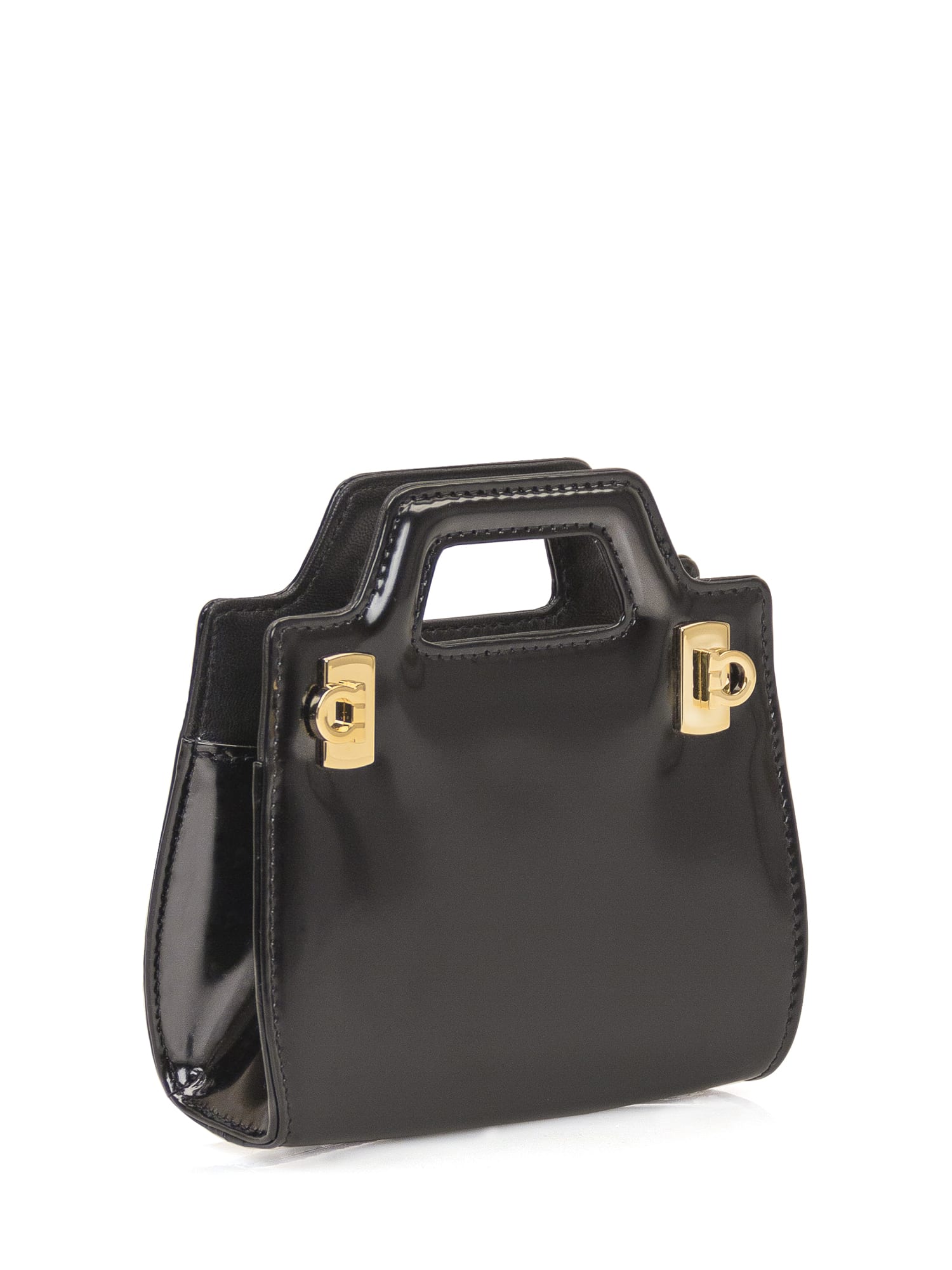 Shop Ferragamo Wanda Micro Bag In Black