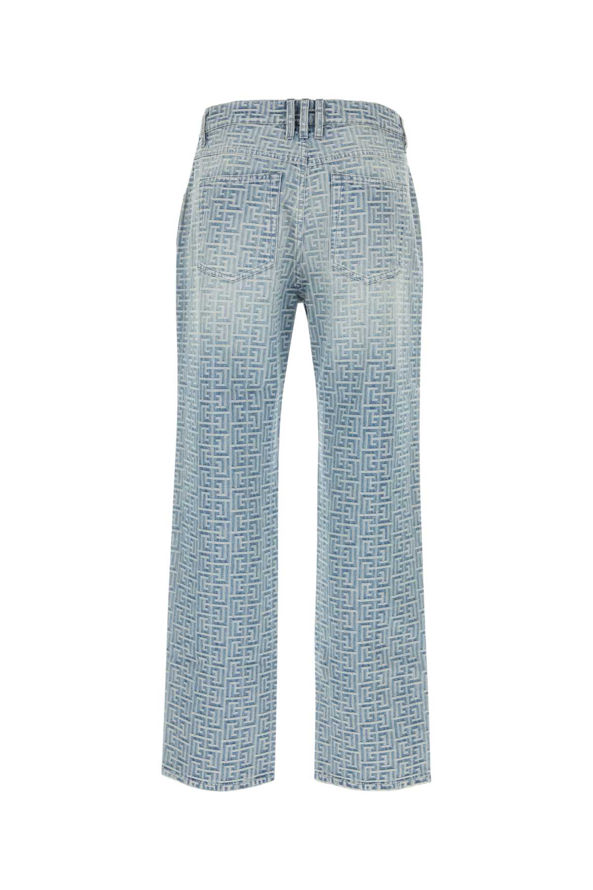 Shop Balmain Embroidered Denim Jeans In 6ffbleujean