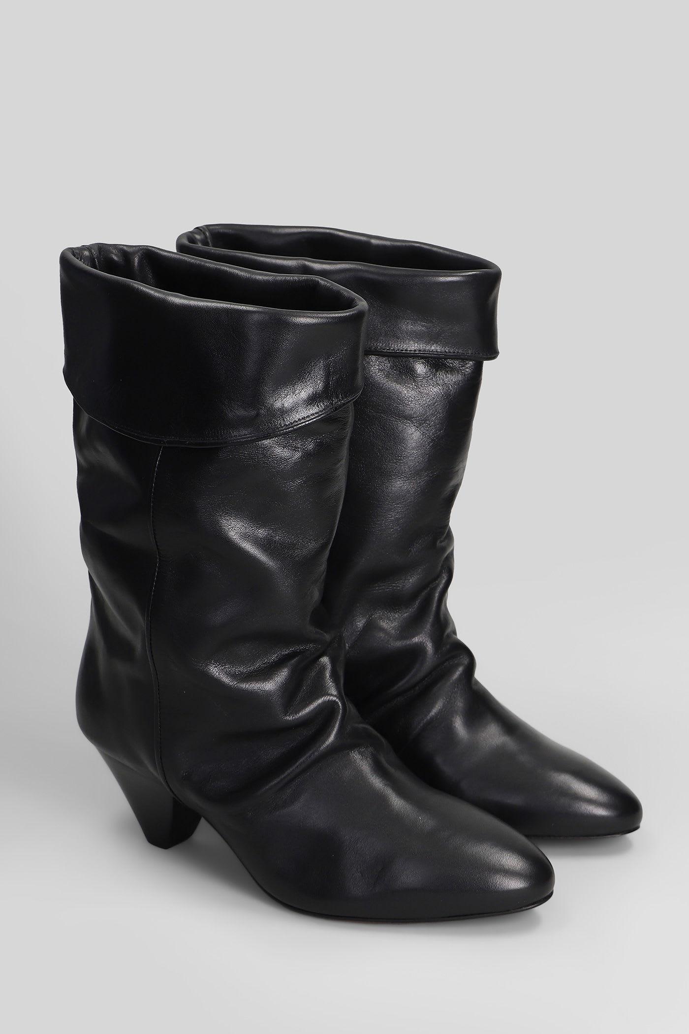 Isabel Marant Dalby High Heels Ankle Boots In Black Leather In Black