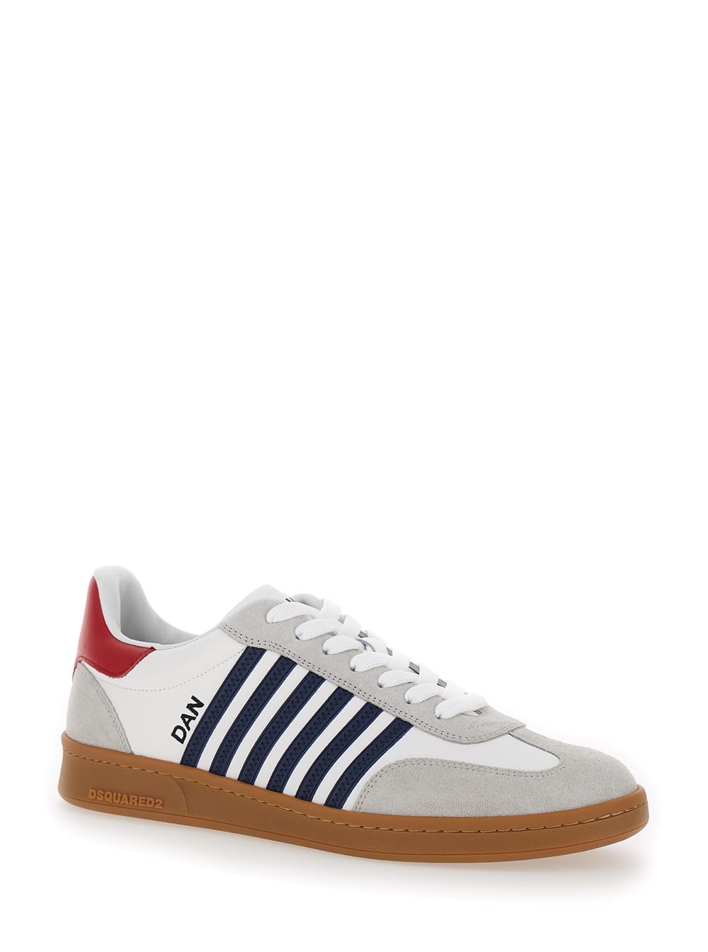 Shop Dsquared2 Multicolor Low Top Sneakers With Contrasting Bands In Leather Man