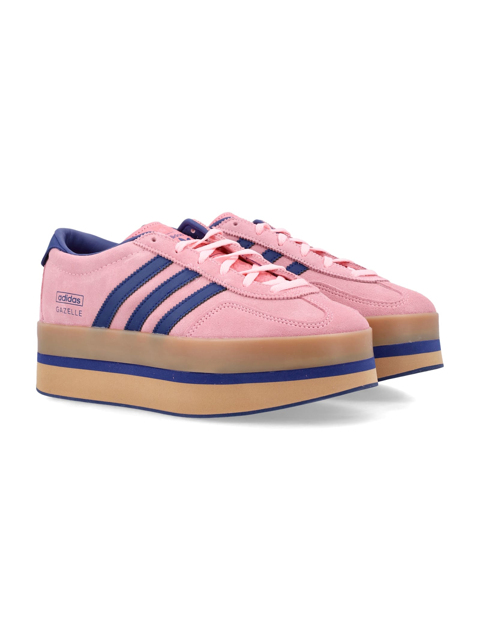 Adidas Originals Adidas Gazelle Stack Women S Platform Sneakers In Pink Suede And Navy Leather In Pink