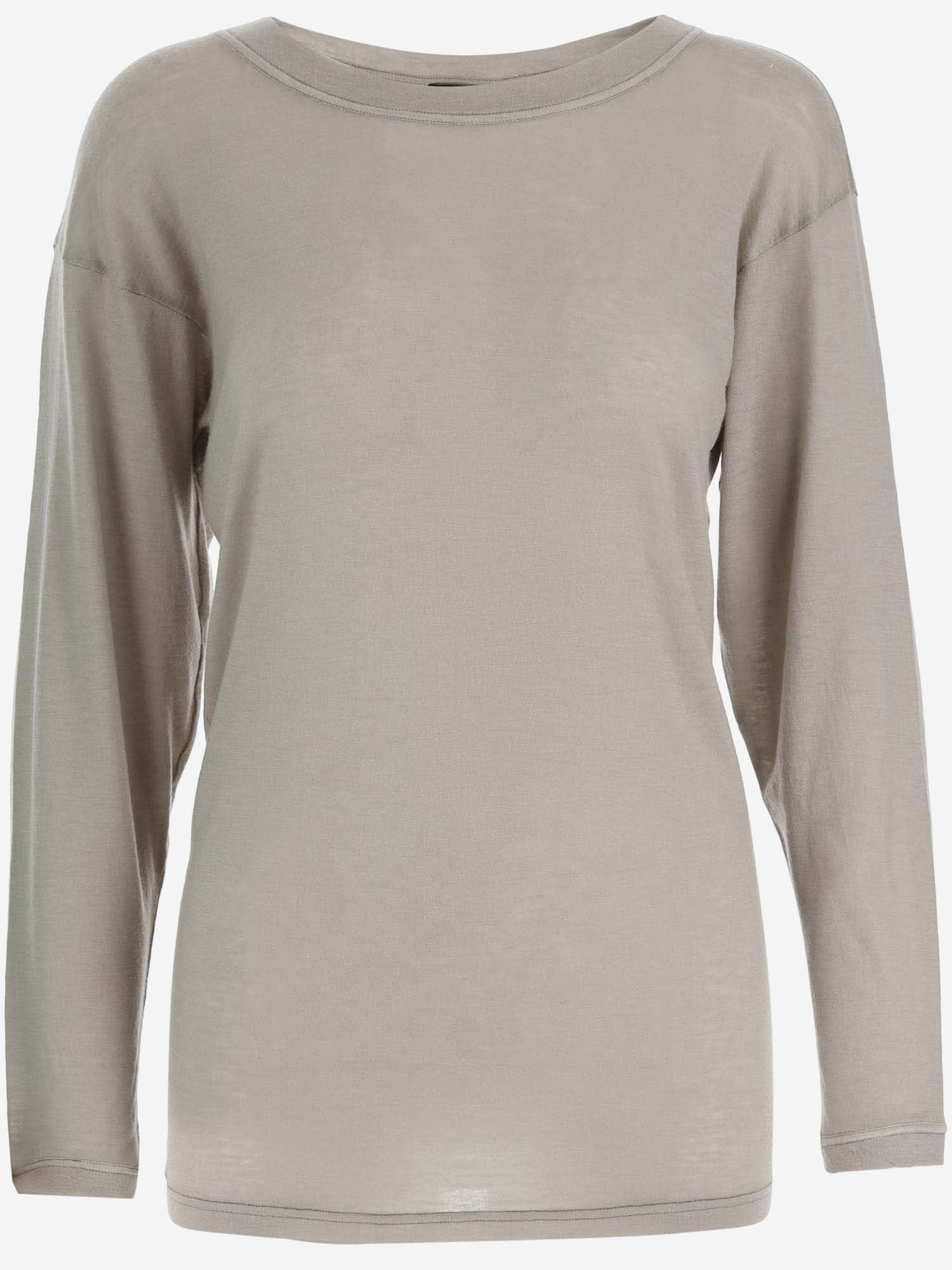 Shop Giorgio Armani Long-sleeved Cashmere Jersey Sweater In Beige