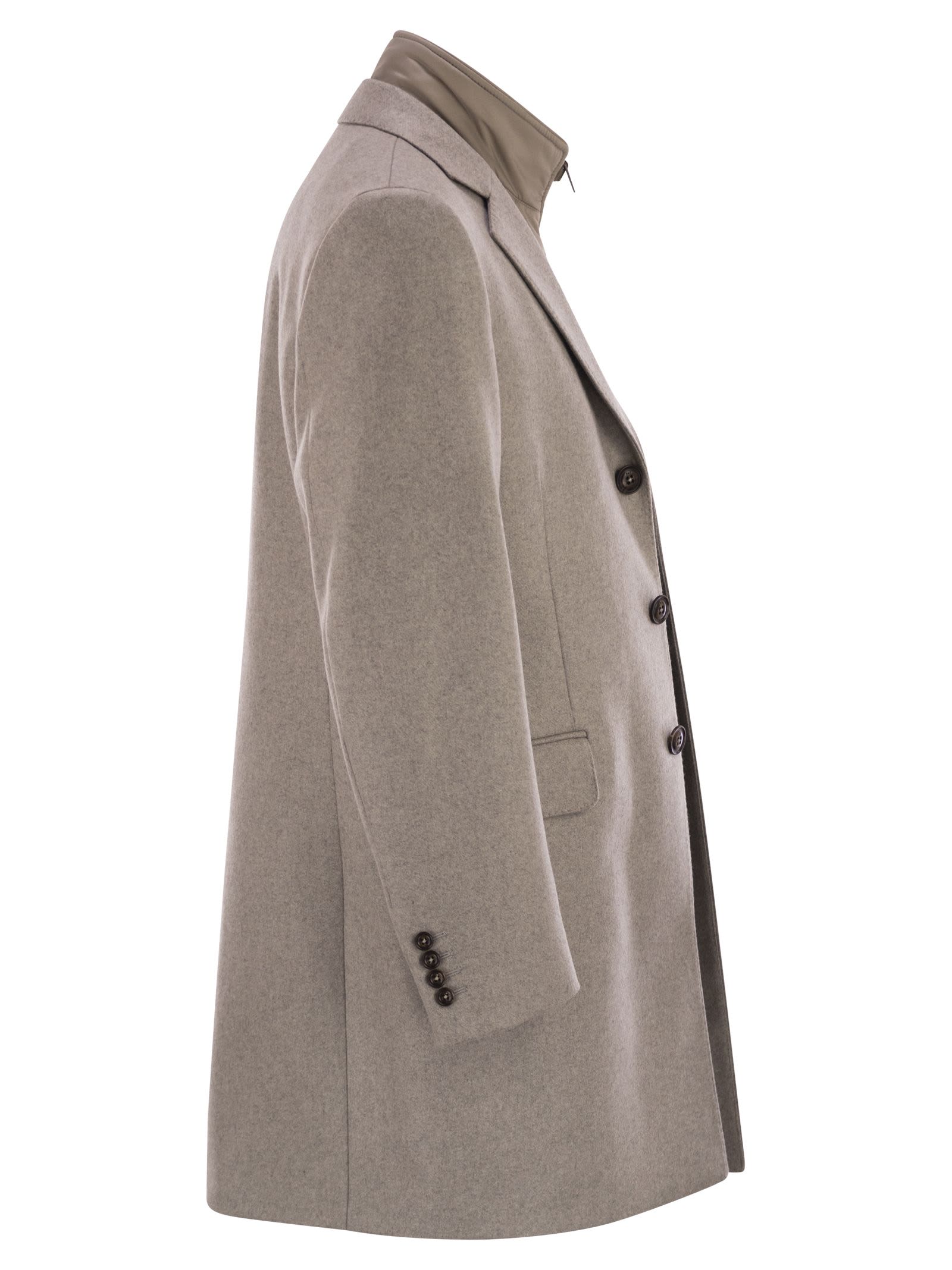 Fay Double Coat In Wool And Cashmere Cloth In Brown