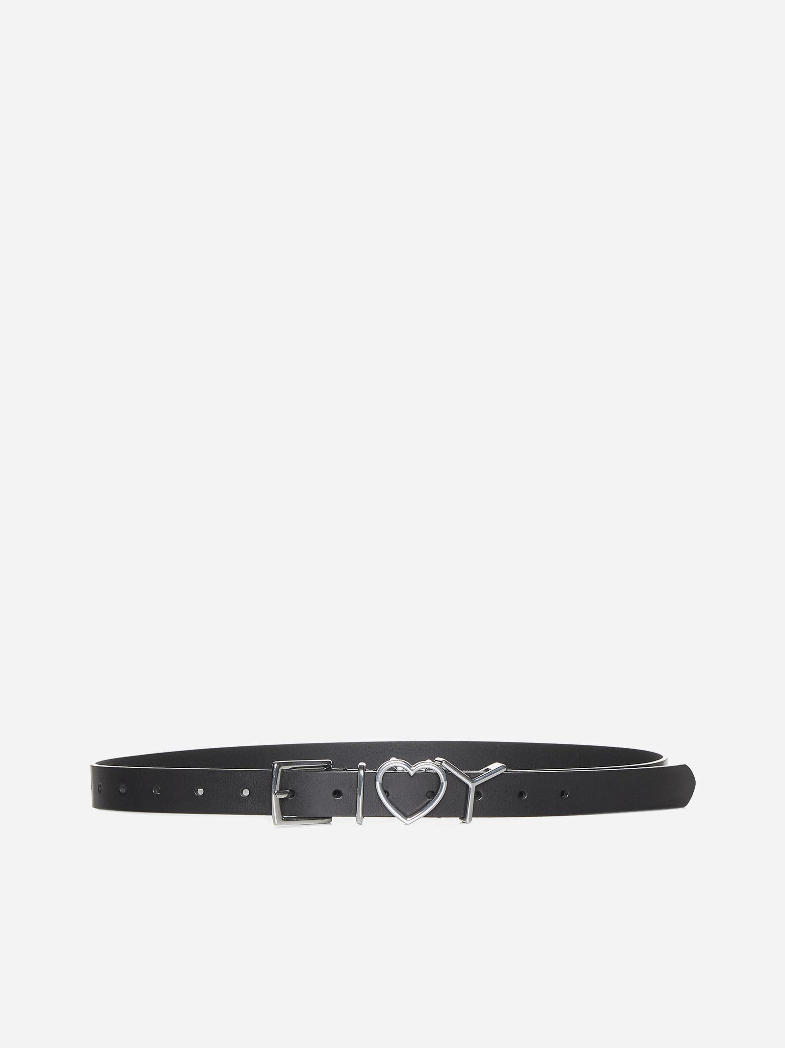 Shop Y/project Heart Logo Leather Belt In Black