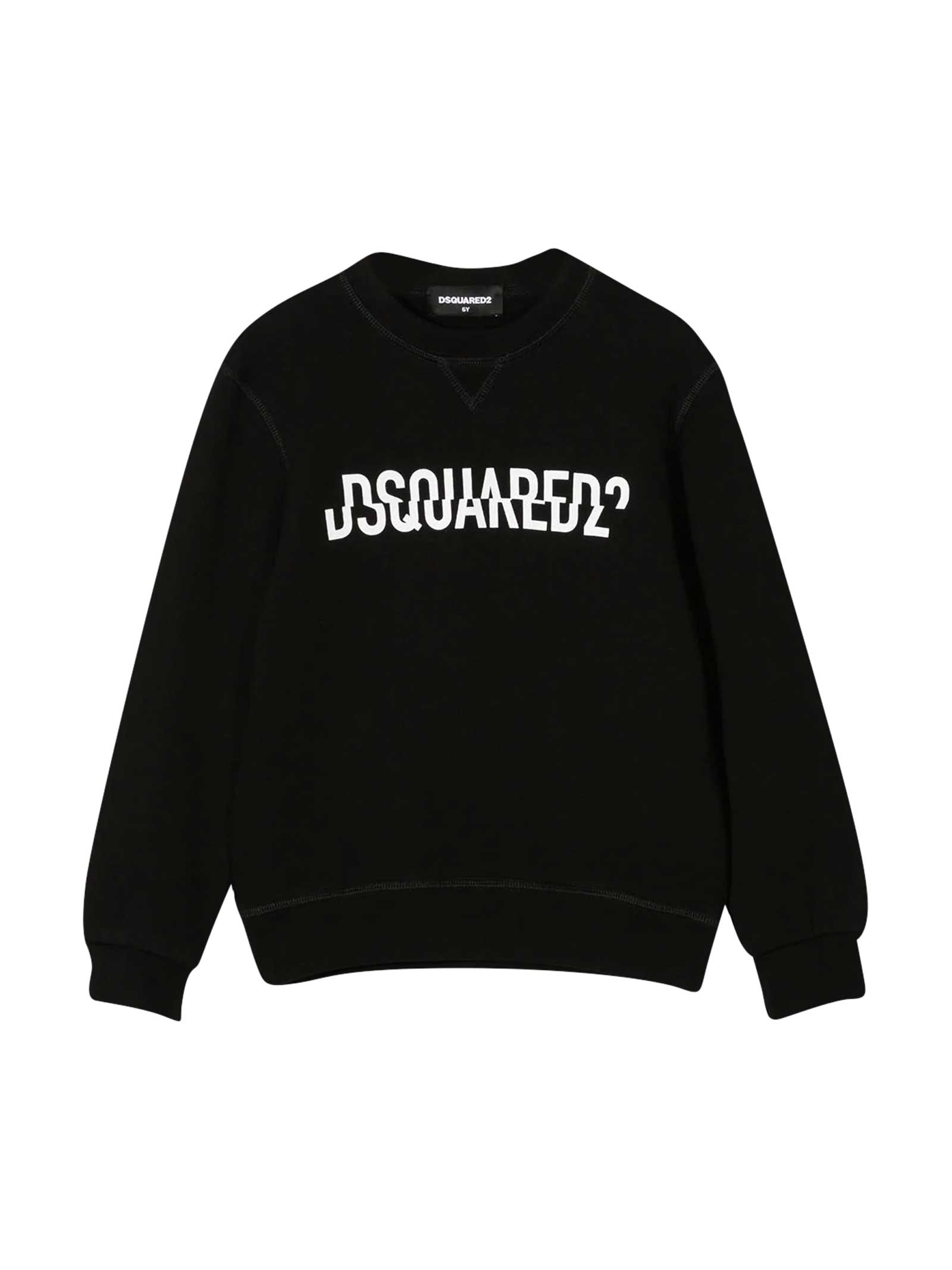 DSQUARED2 BLACK SWEATSHIRT WITH FRONTAL LOGO,DQ0475D002G DQ900
