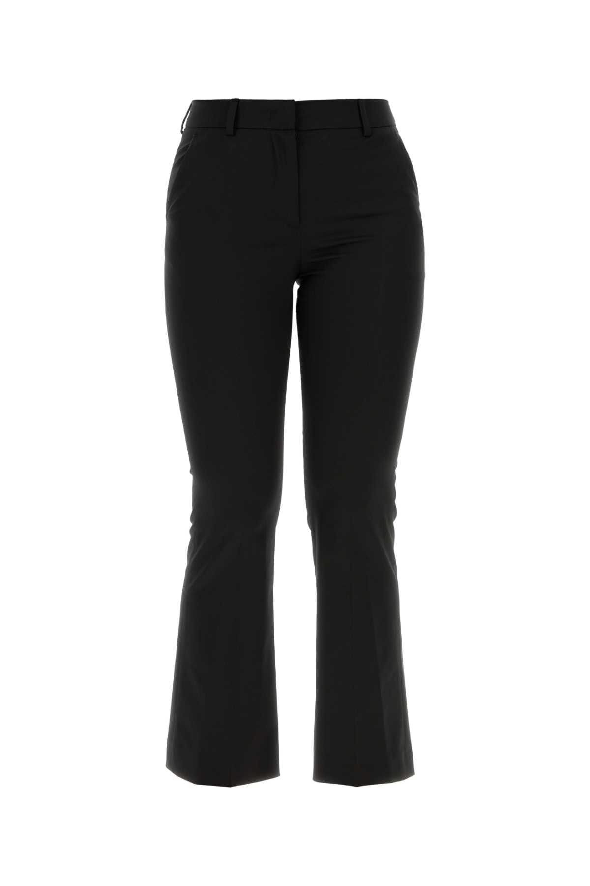 Pt Torino Stretch Polyester Blend Flared Trousers In Black