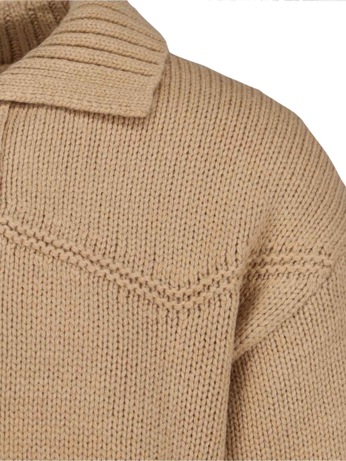 Carhartt Collared Crewneck Sweater Front Pockets In Brown