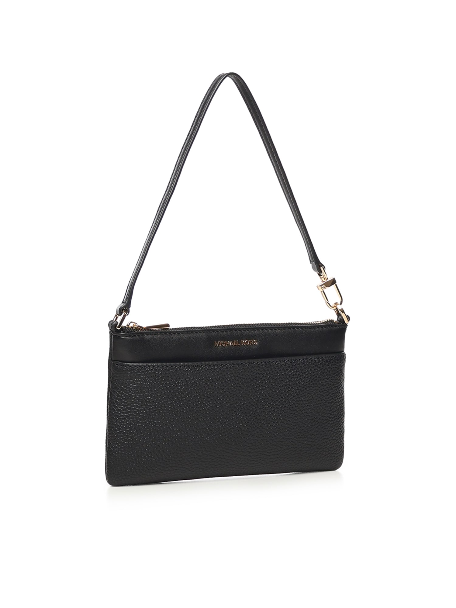 Michael Michael Kors Jet Set Medium Leather Wristlet In Black