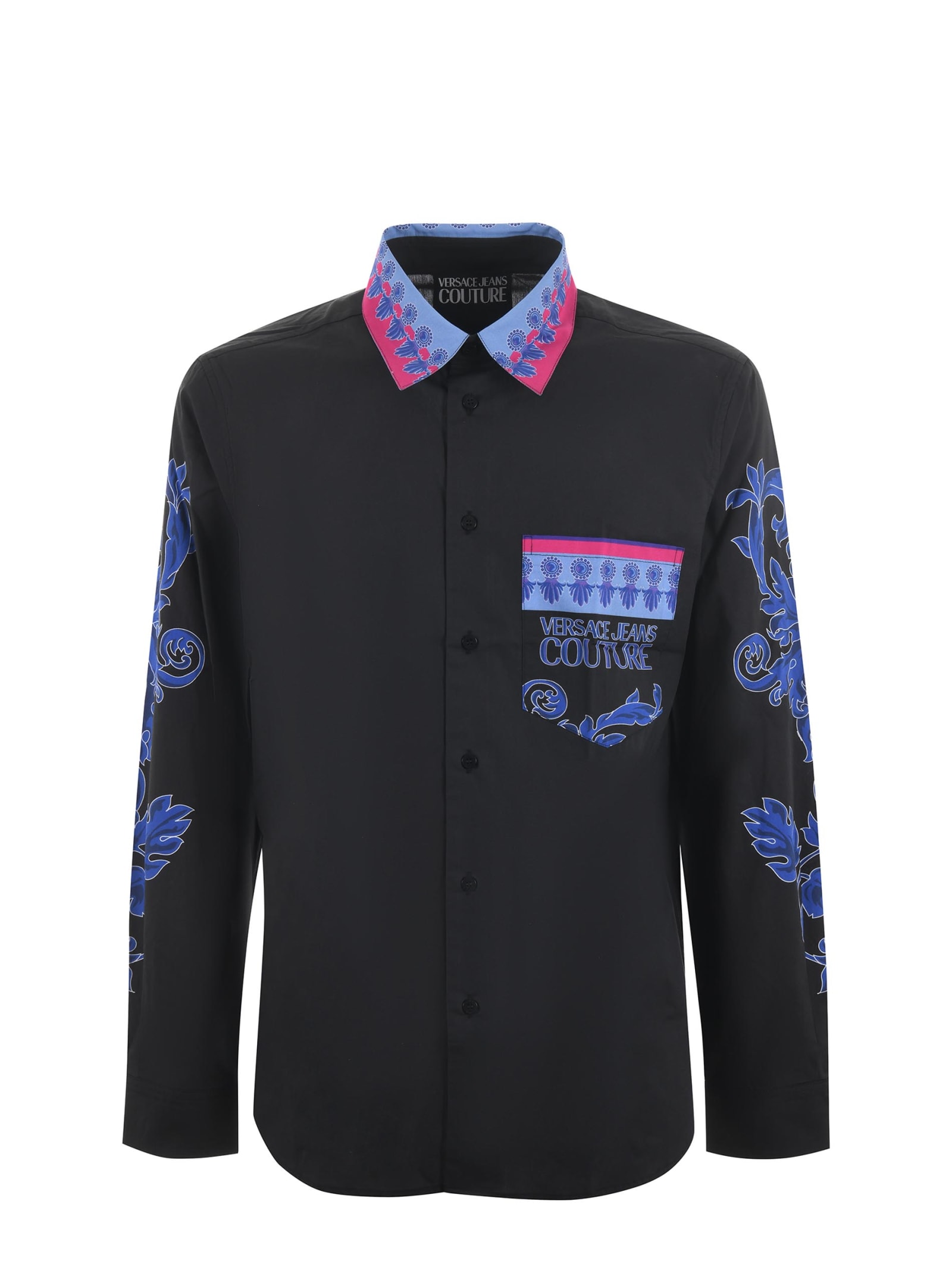 Shop Versace Jeans Couture Shirt In Nero/multicolor